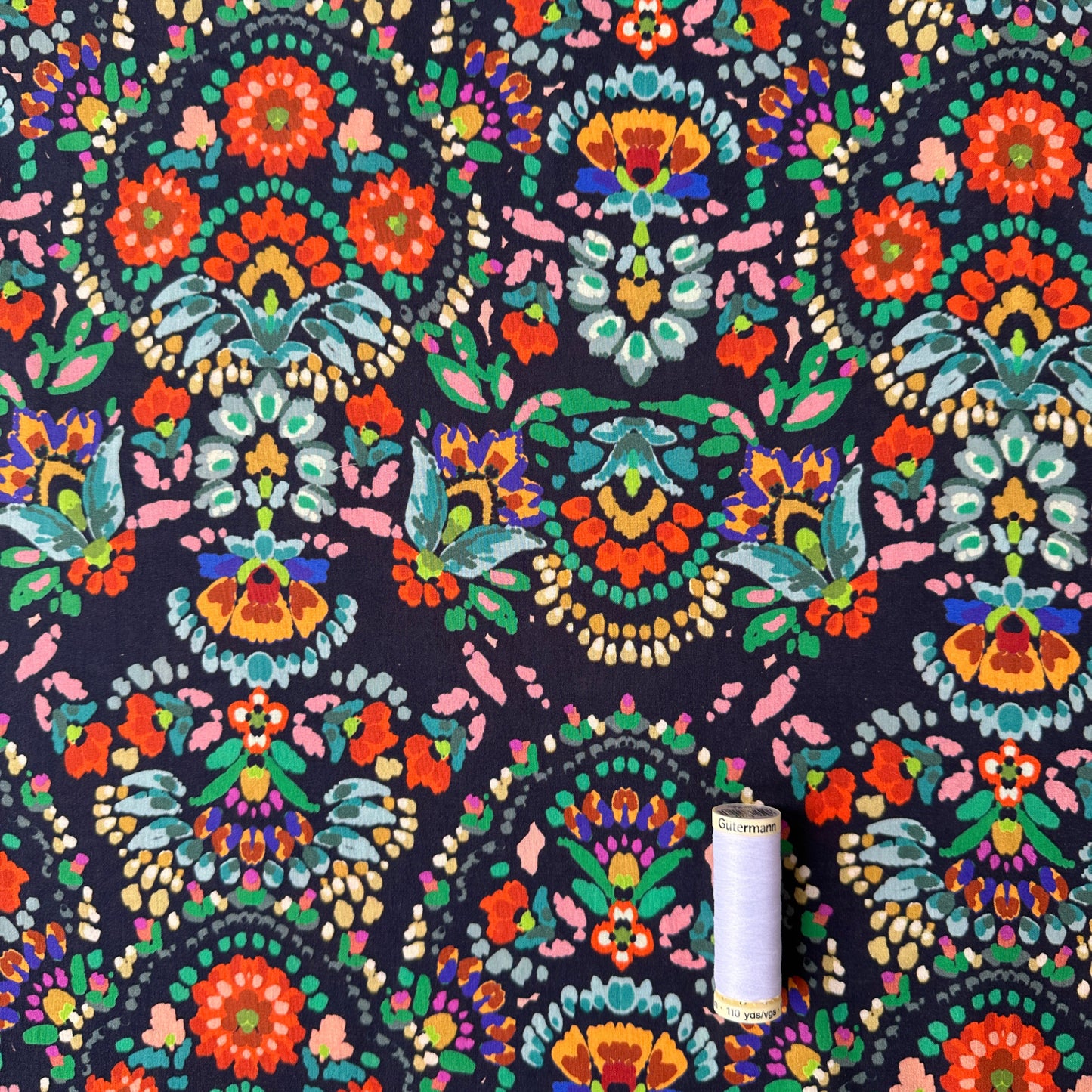 Painted Flowers Cotton Lawn Fabric