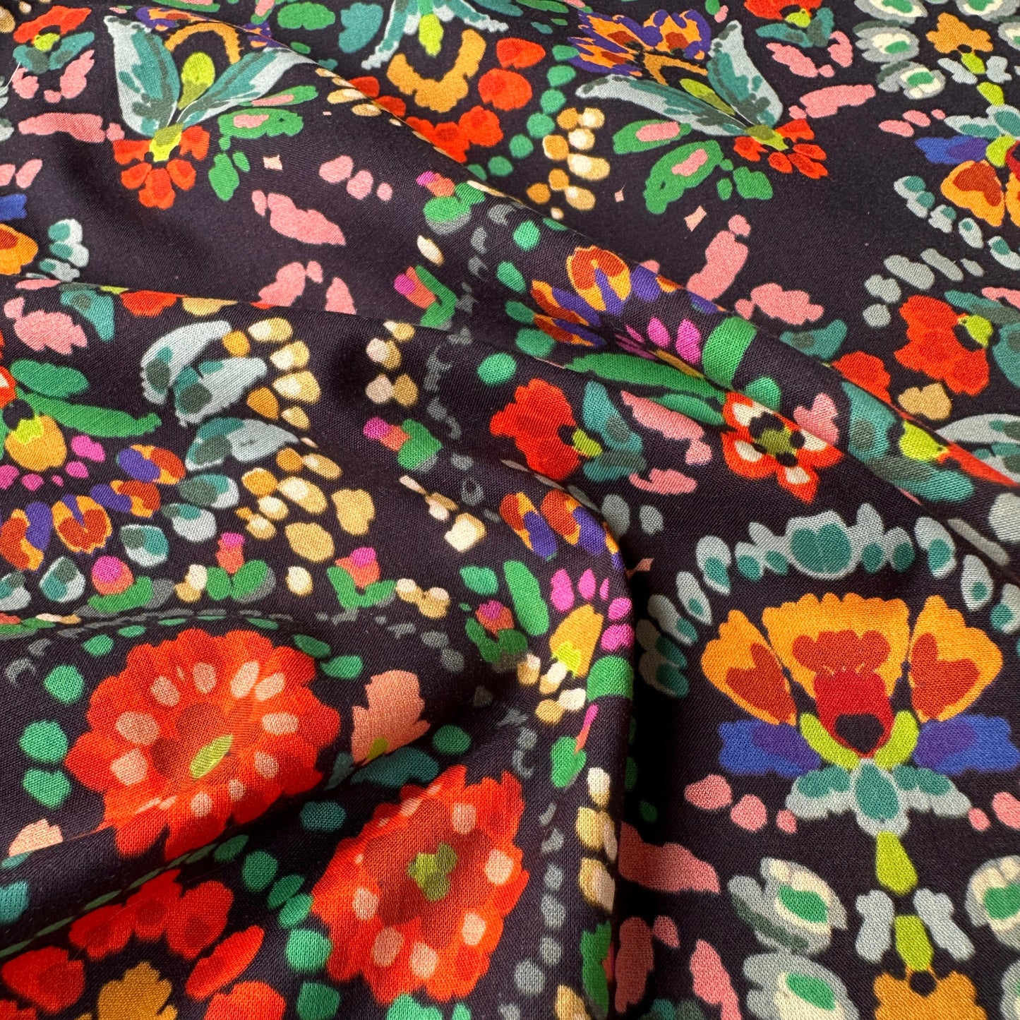 Painted Flowers Cotton Lawn Fabric