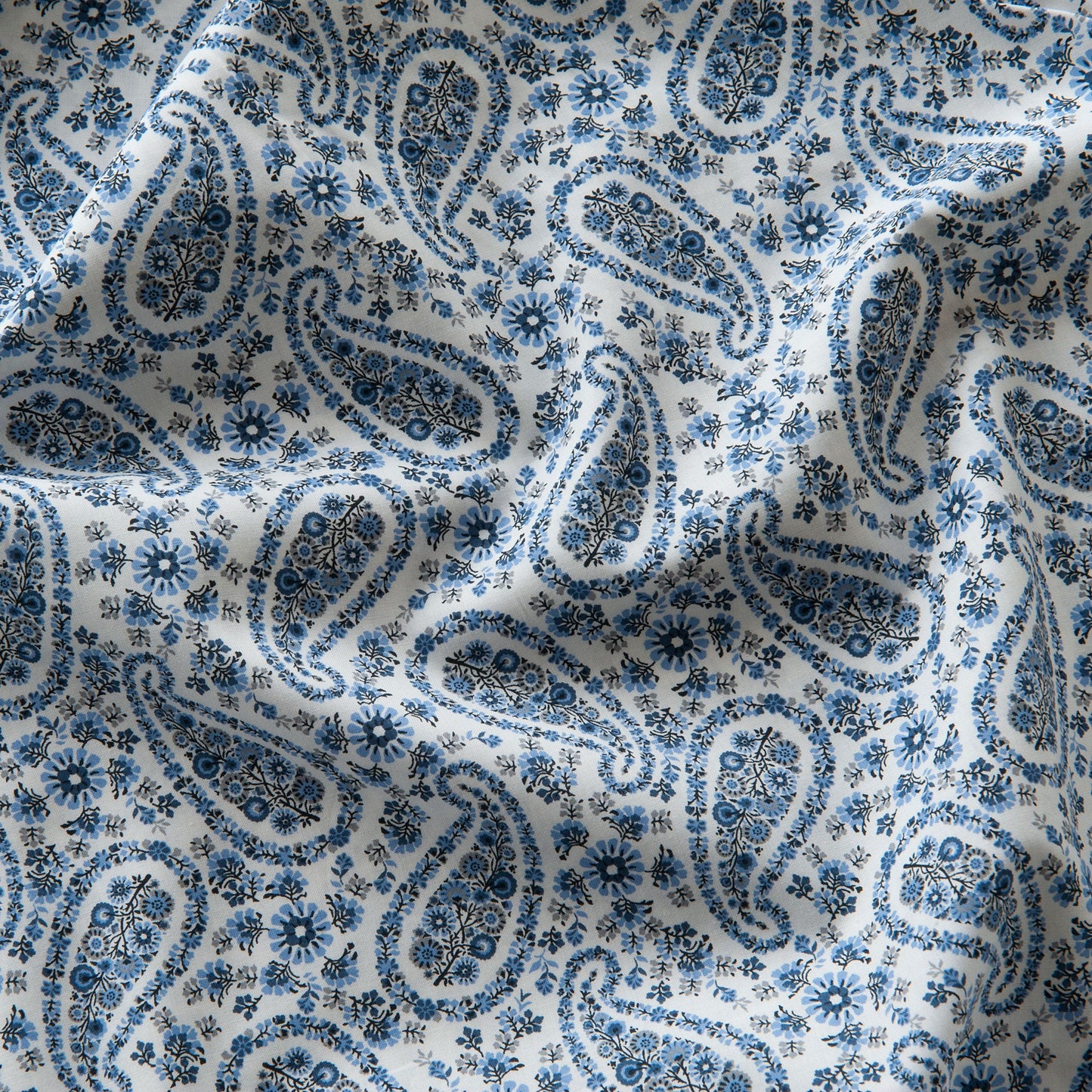 Paisley Pima Cotton Lawn Fabric in Blue - 1.25m