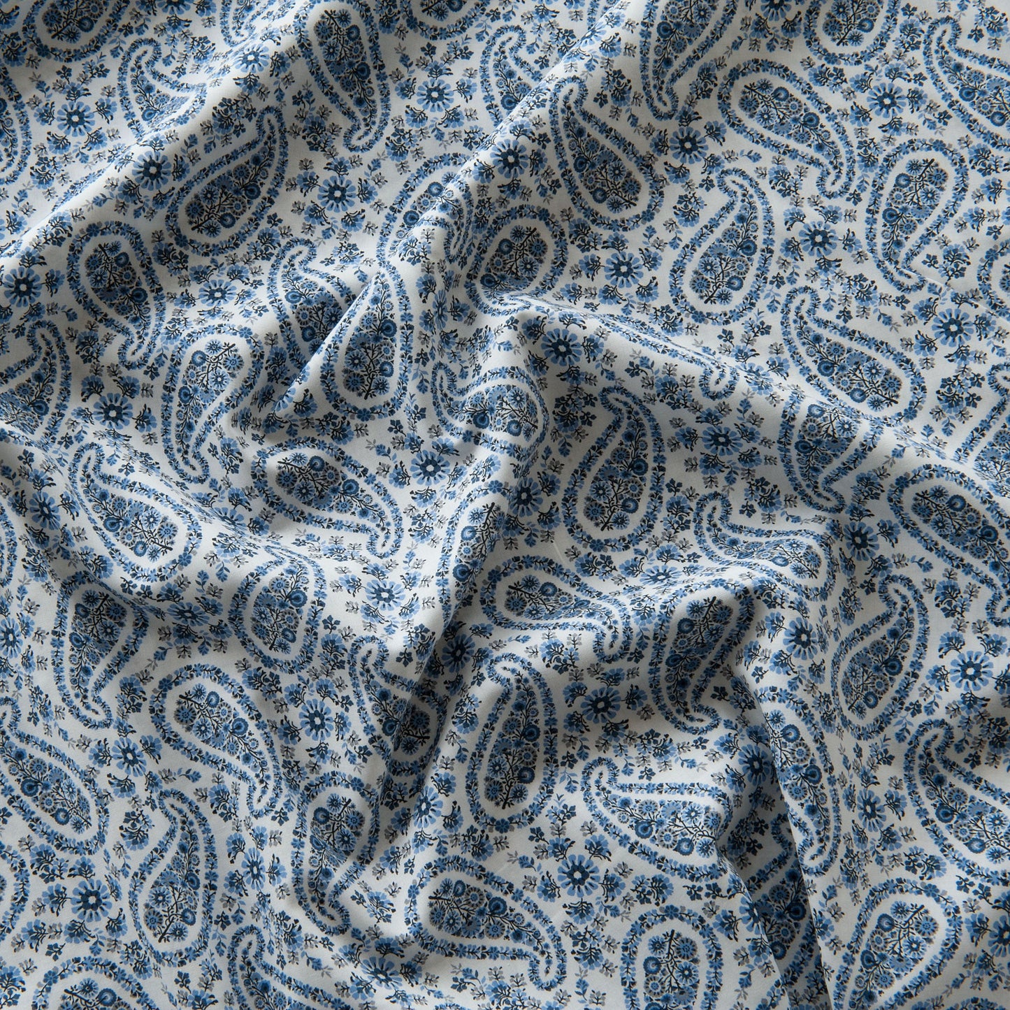 Paisley Pima Cotton Lawn Fabric in Blue - 1.25m