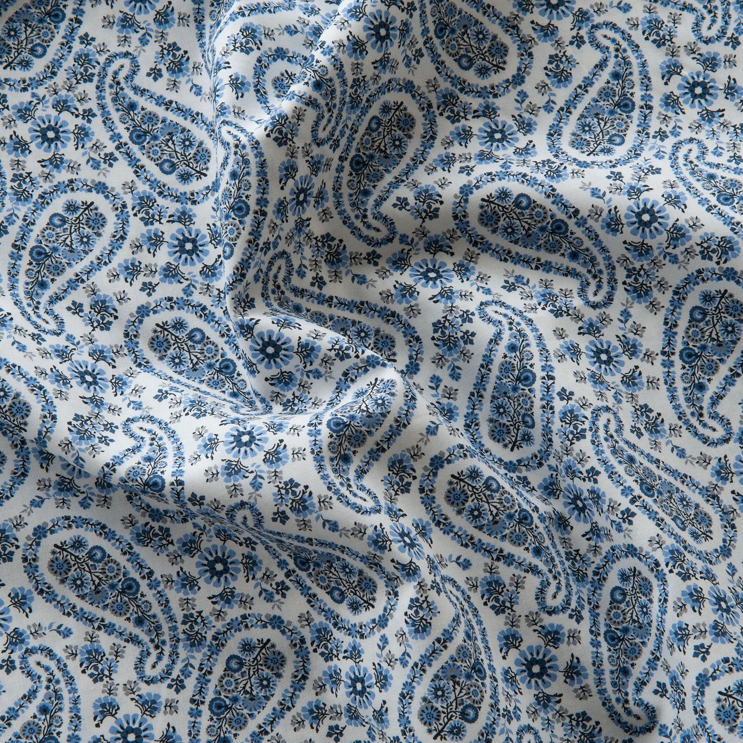 Paisley Pima Cotton Lawn Fabric in Blue - 1.25m