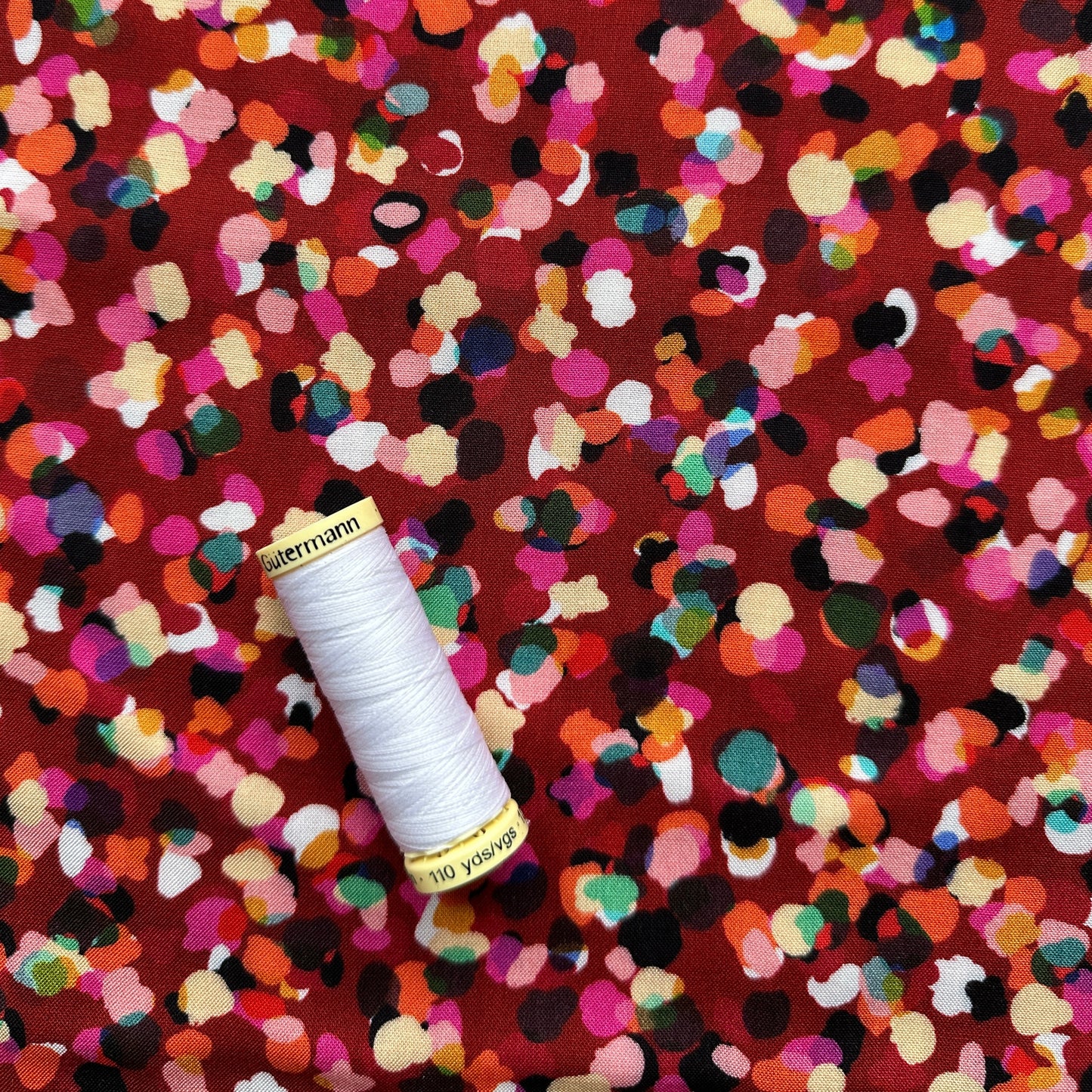 Party Spot Rayon Fabric in Ruby - Dashwood Studio / Rachel Parker