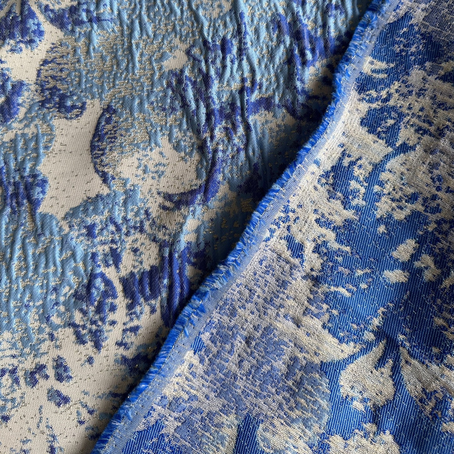 Sparkly Brocade Fabric in Blue - 2.15m Piece