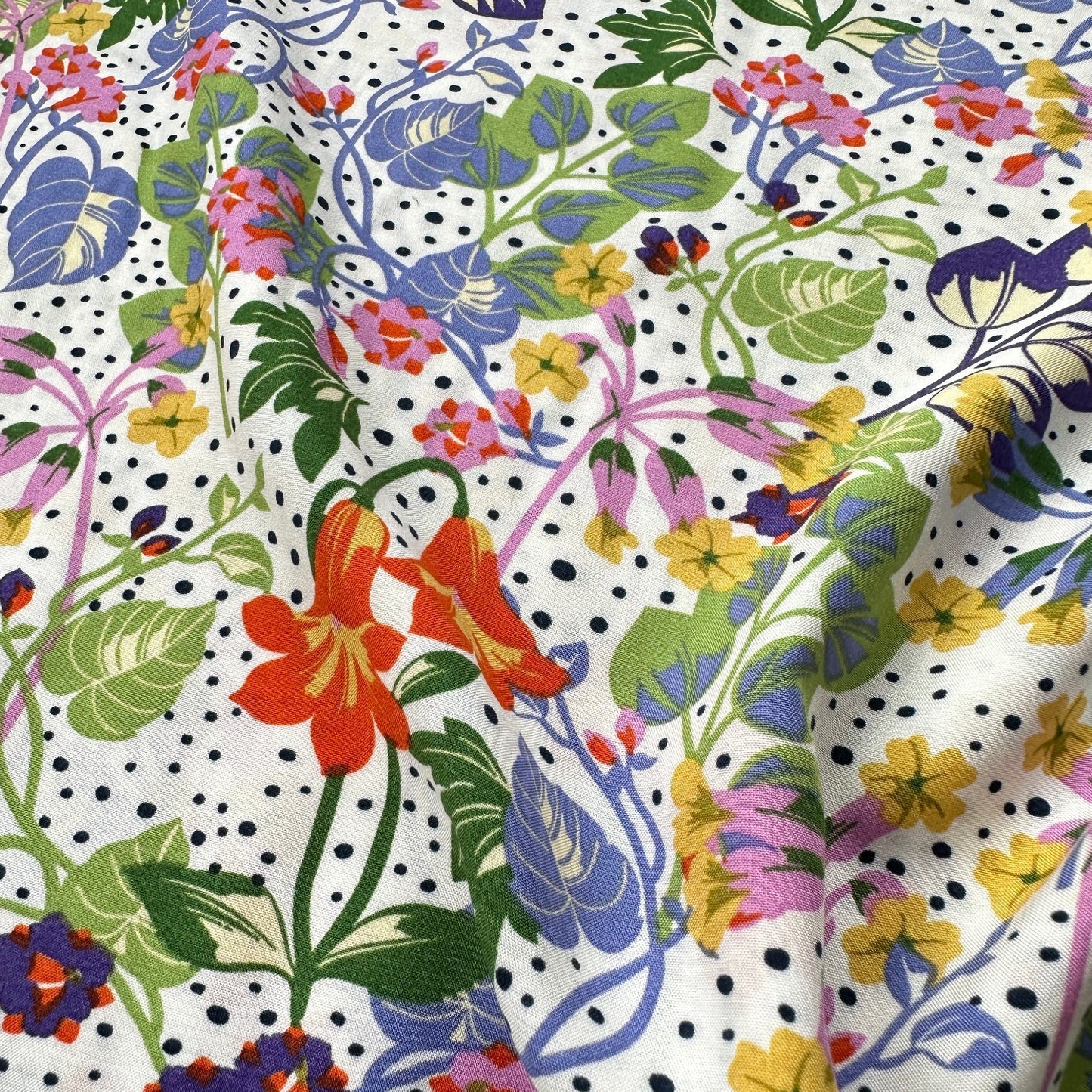 Rosemary Viscose Fabric in Bluebell / Green