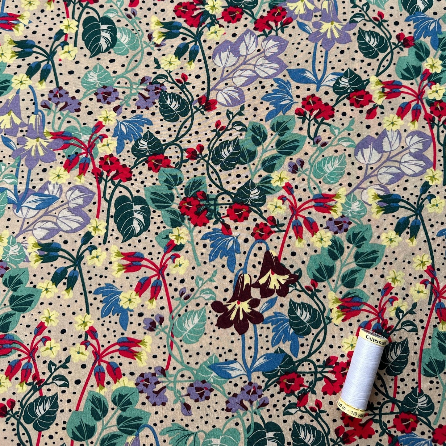 Rosemary Viscose Fabric in Pink / Teal