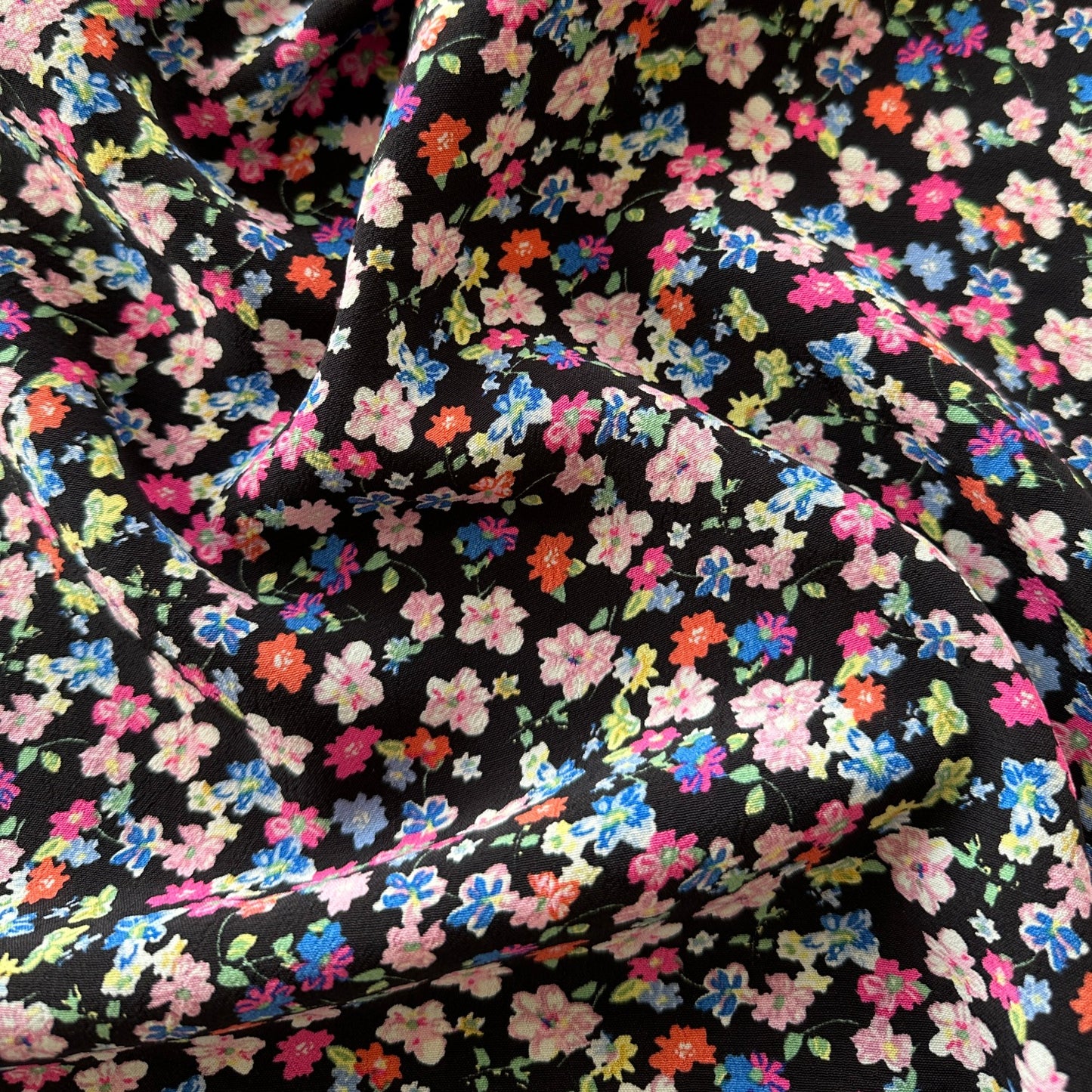 Scattered Flowers Viscose Crepe Fabric
