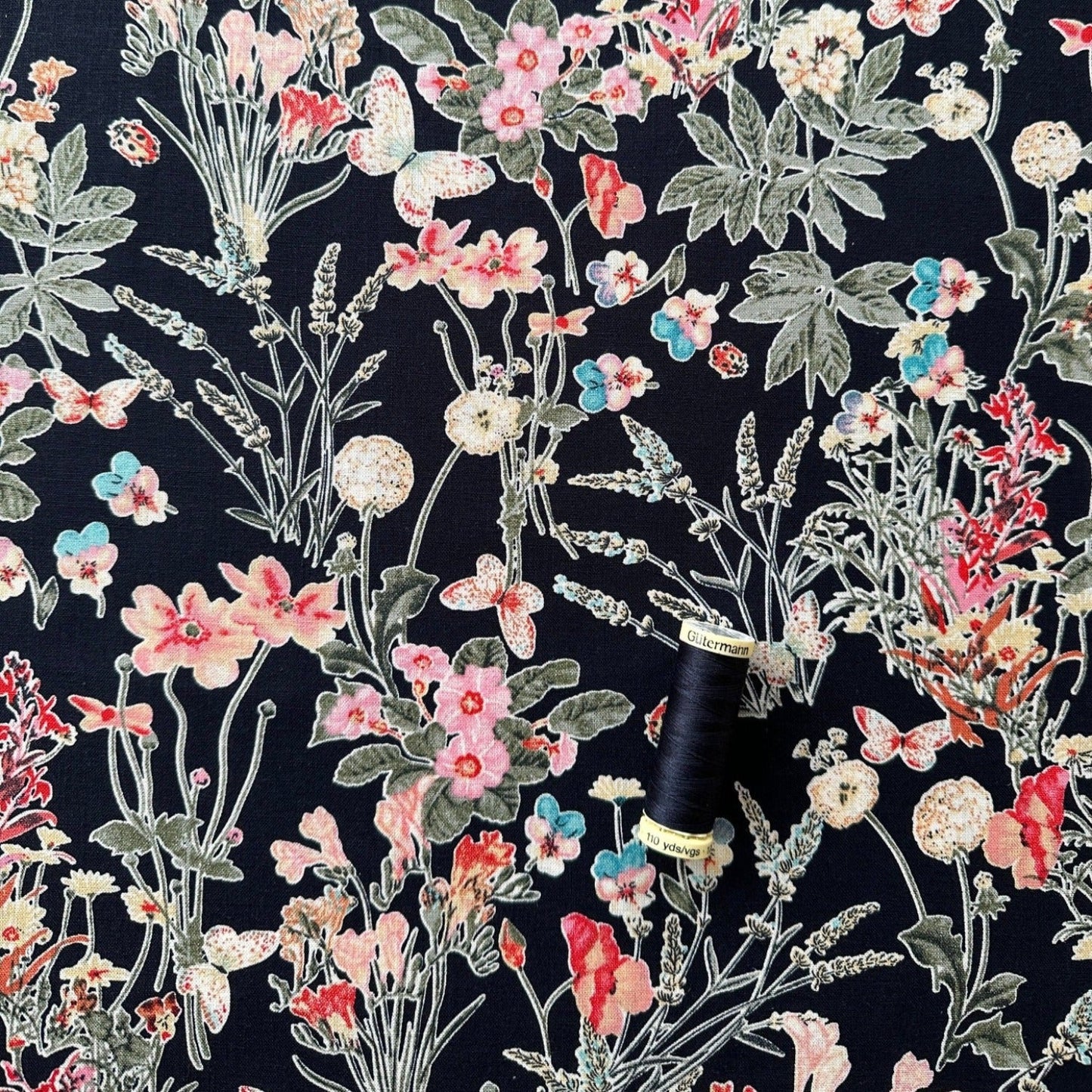 Summer Garden Linen Viscose Fabric - 80cm