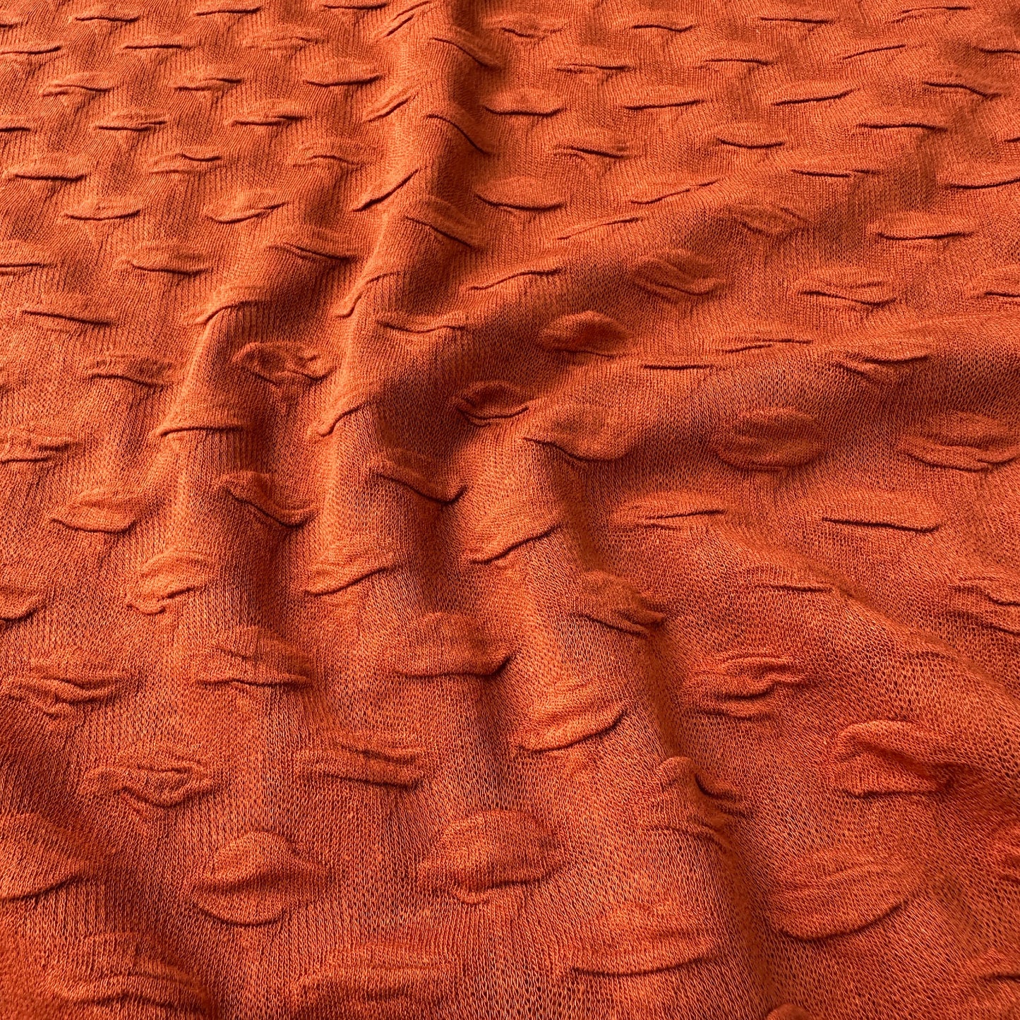 Textured Bubbles Viscose Blend Knit Fabric in Rust