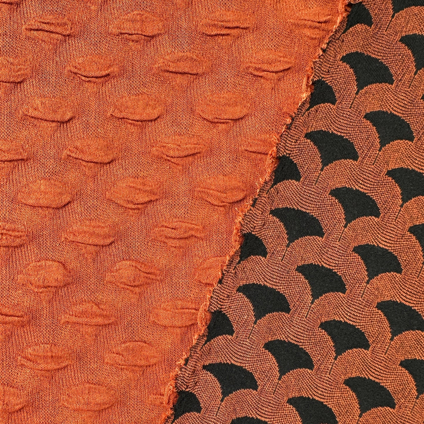 Textured Bubbles Viscose Blend Knit Fabric in Rust