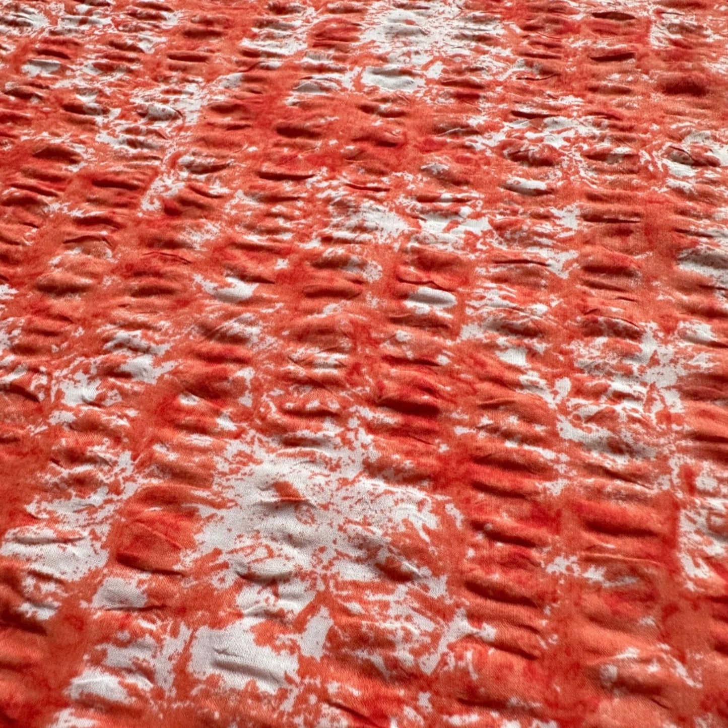 Tie Dye Cotton Seersucker Fabric in Orange - 1.6m Piece