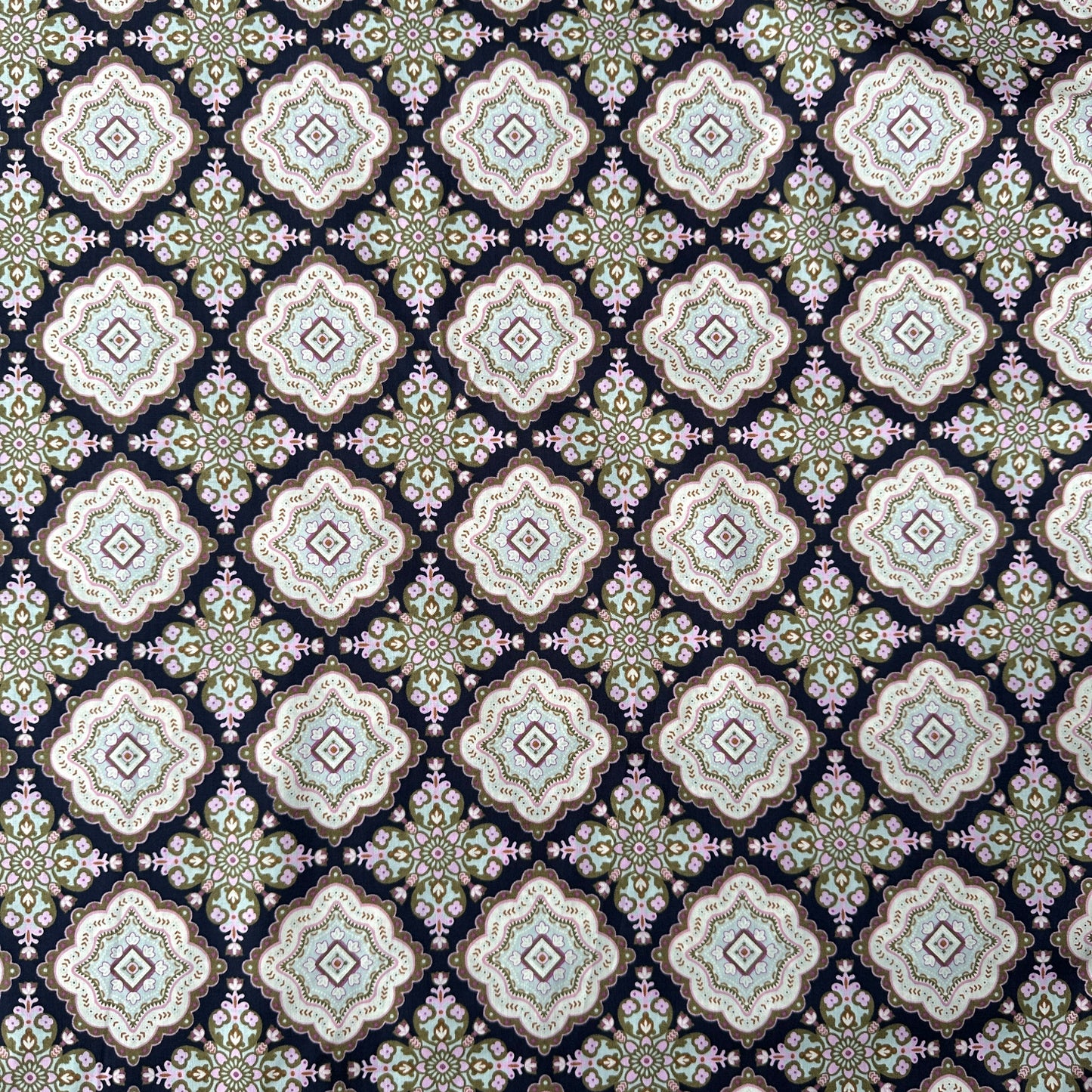 Tiles Pima Cotton Lawn Fabric in Navy