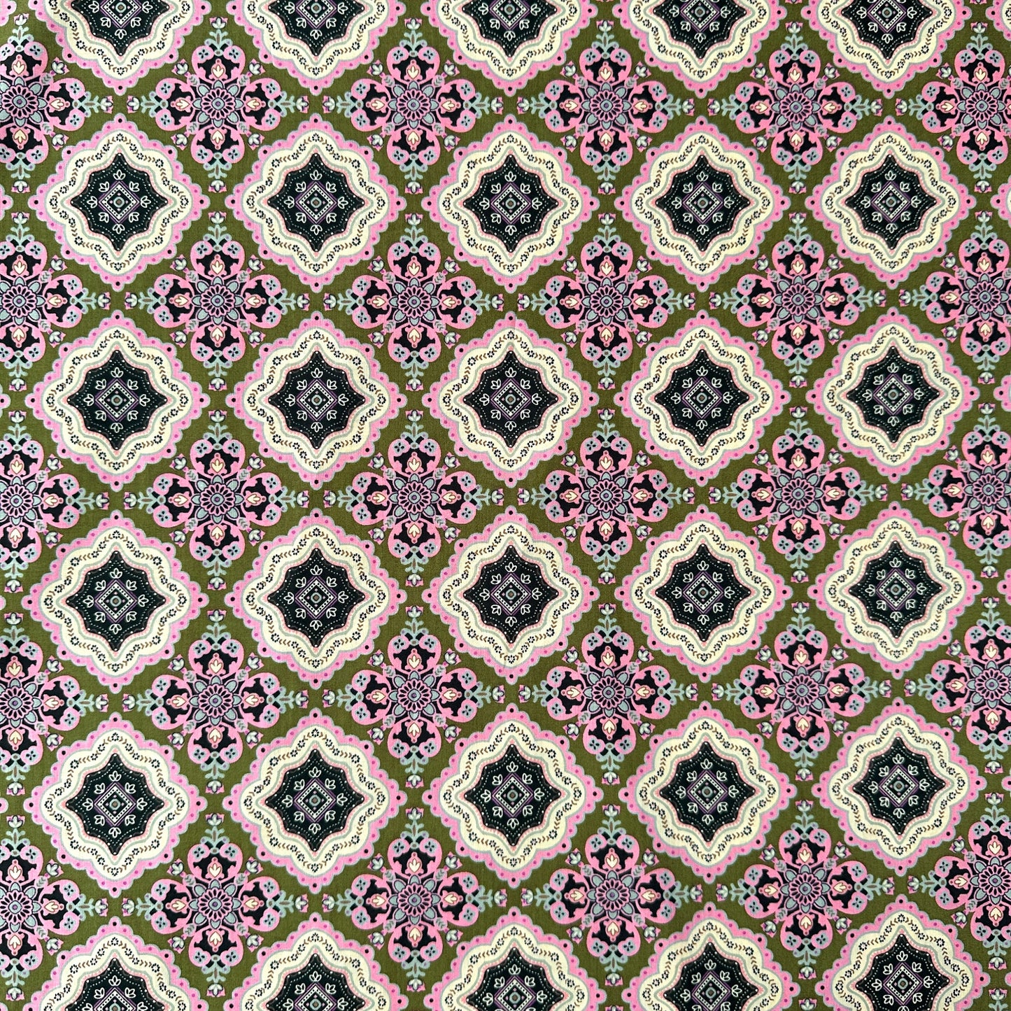 Tiles Pima Cotton Lawn Fabric in Olive Green
