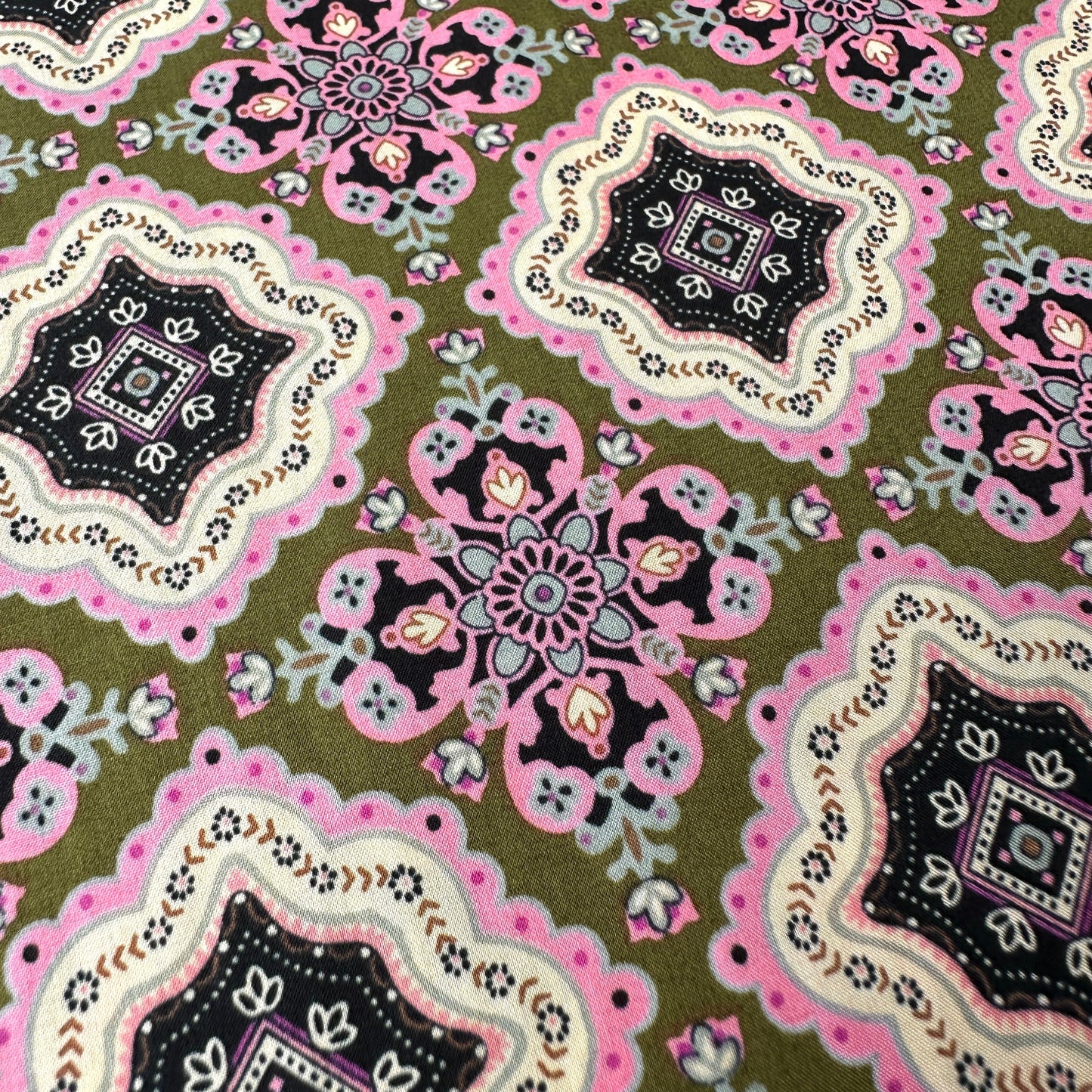 Tiles Pima Cotton Lawn Fabric in Olive Green