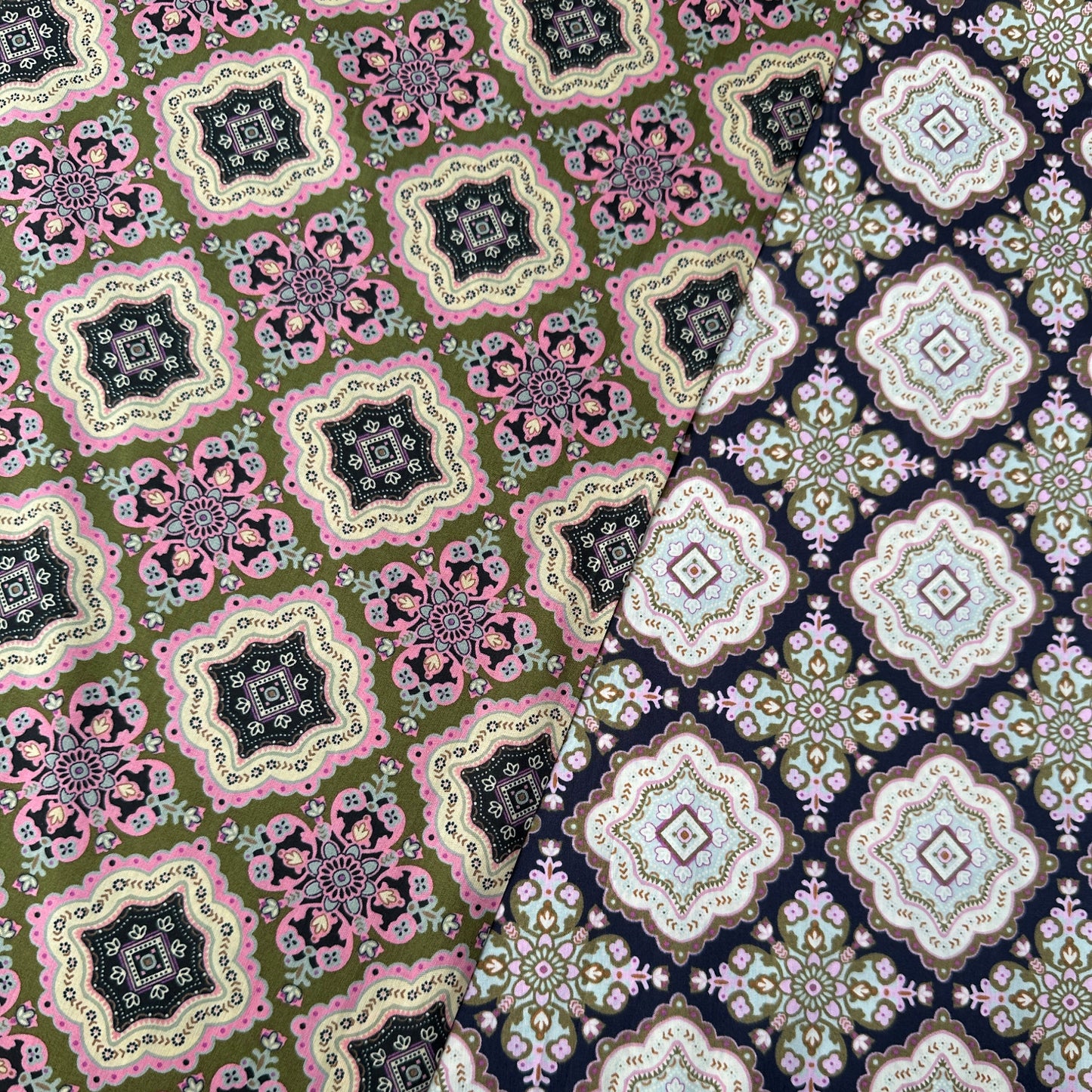 Tiles Pima Cotton Lawn Fabric in Navy
