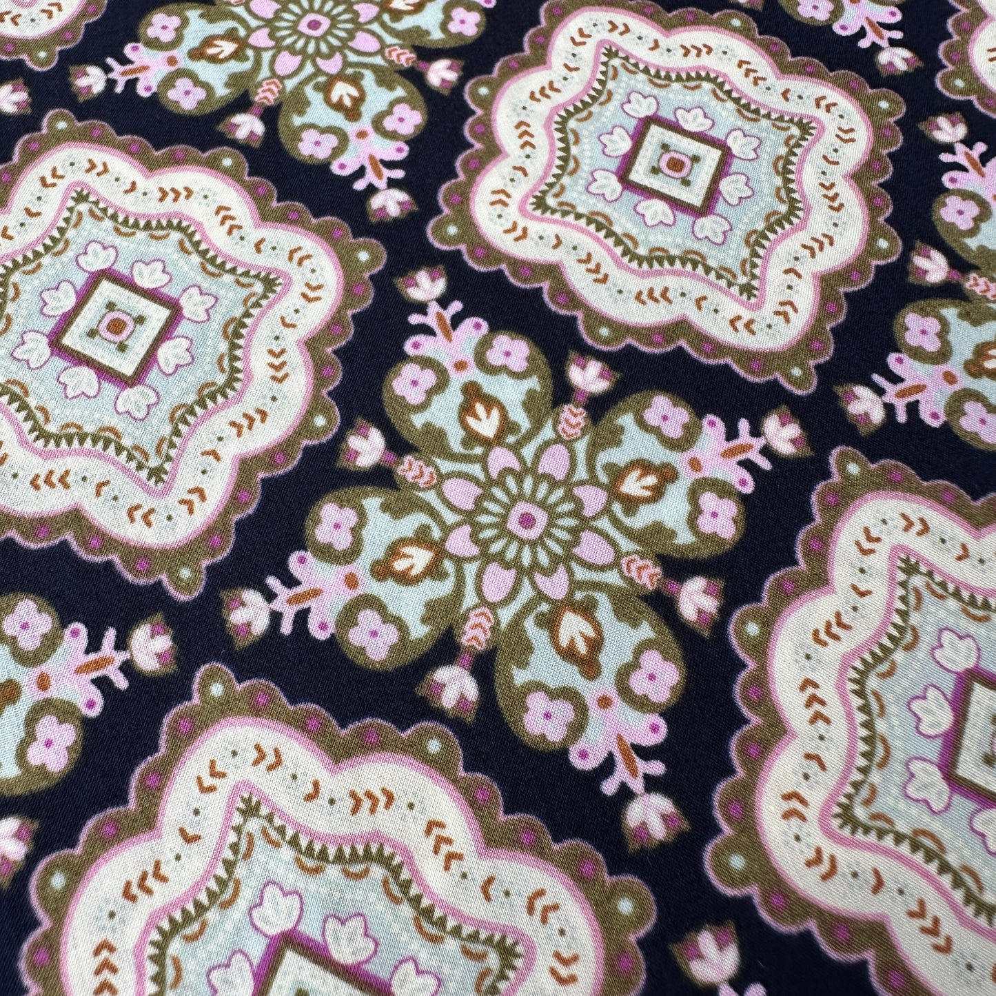 Tiles Pima Cotton Lawn Fabric in Navy