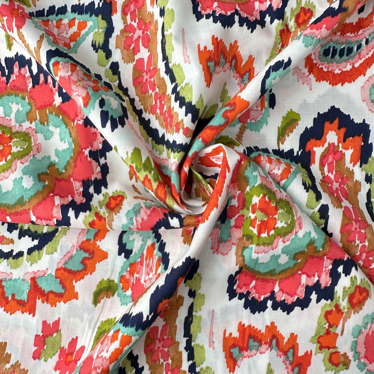 Colourful paisley pattern cotton lawn fabric