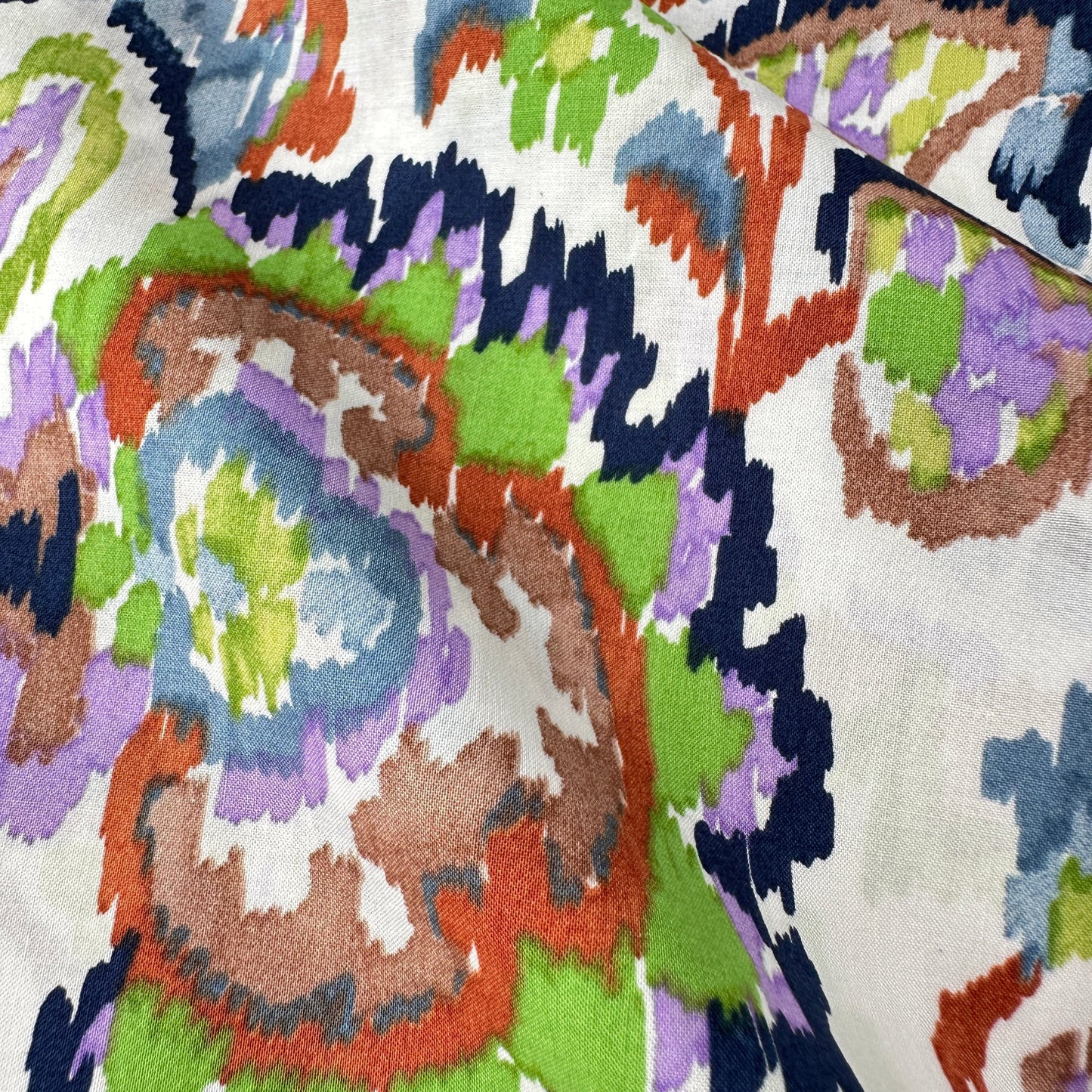 Watercolour Paisley Pima Cotton Lawn Fabric in Green