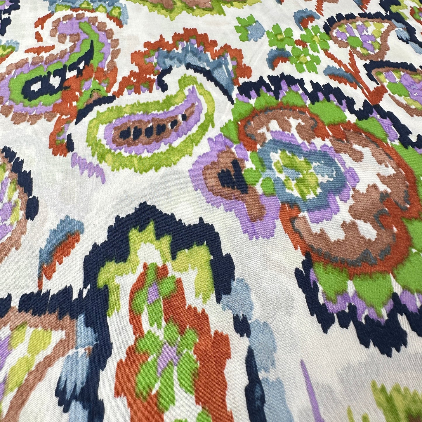 Watercolour Paisley Pima Cotton Lawn Fabric in Green