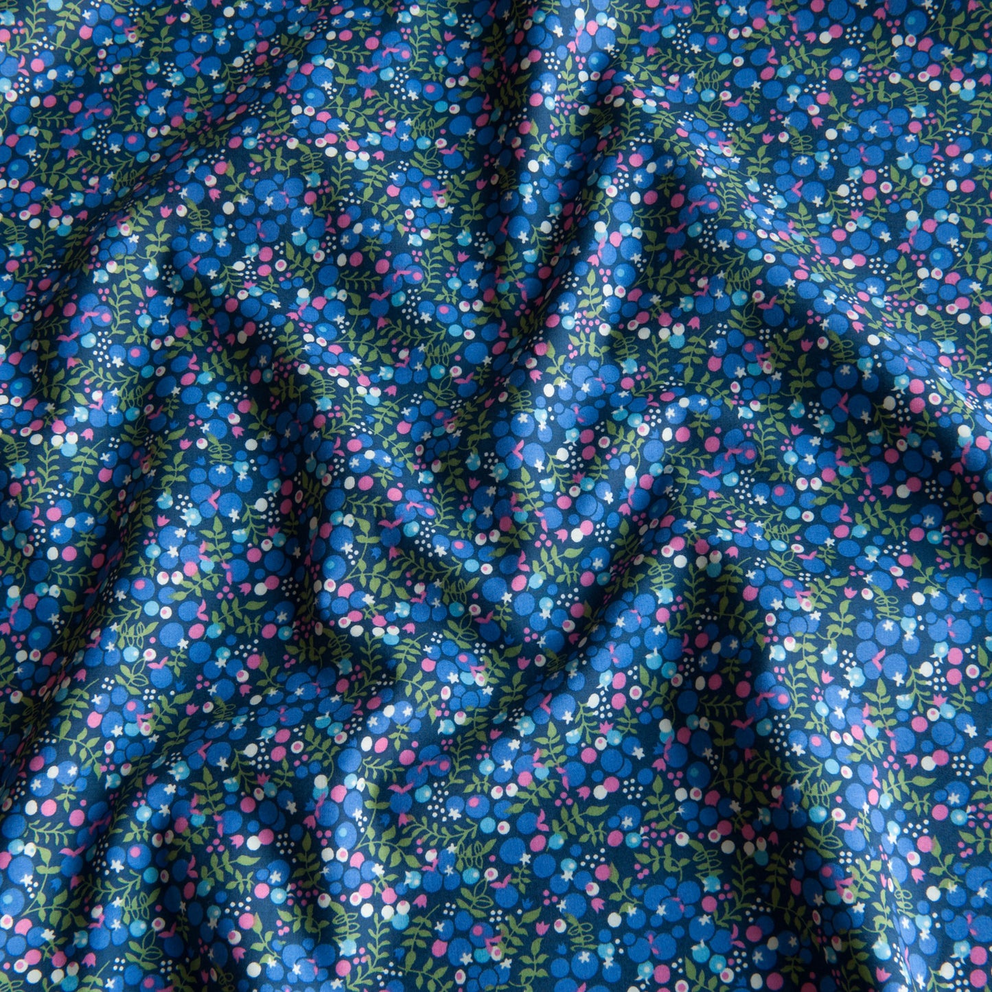 Berries Pima Cotton Lawn Fabric in Blue