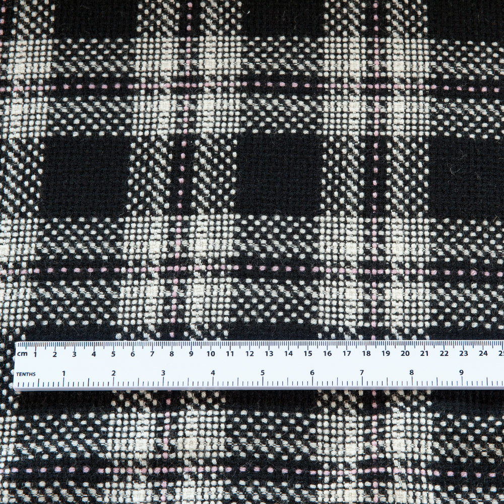 Black, White and Pink Check Wool