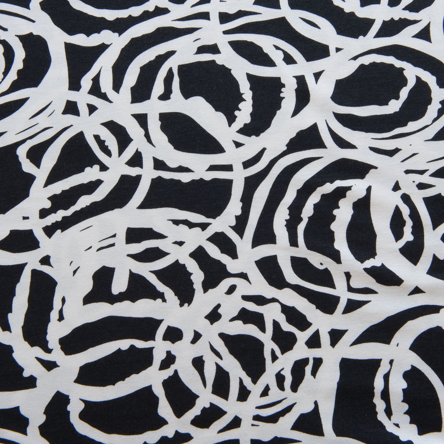 Black and Ivory Circles Viscose Jersey