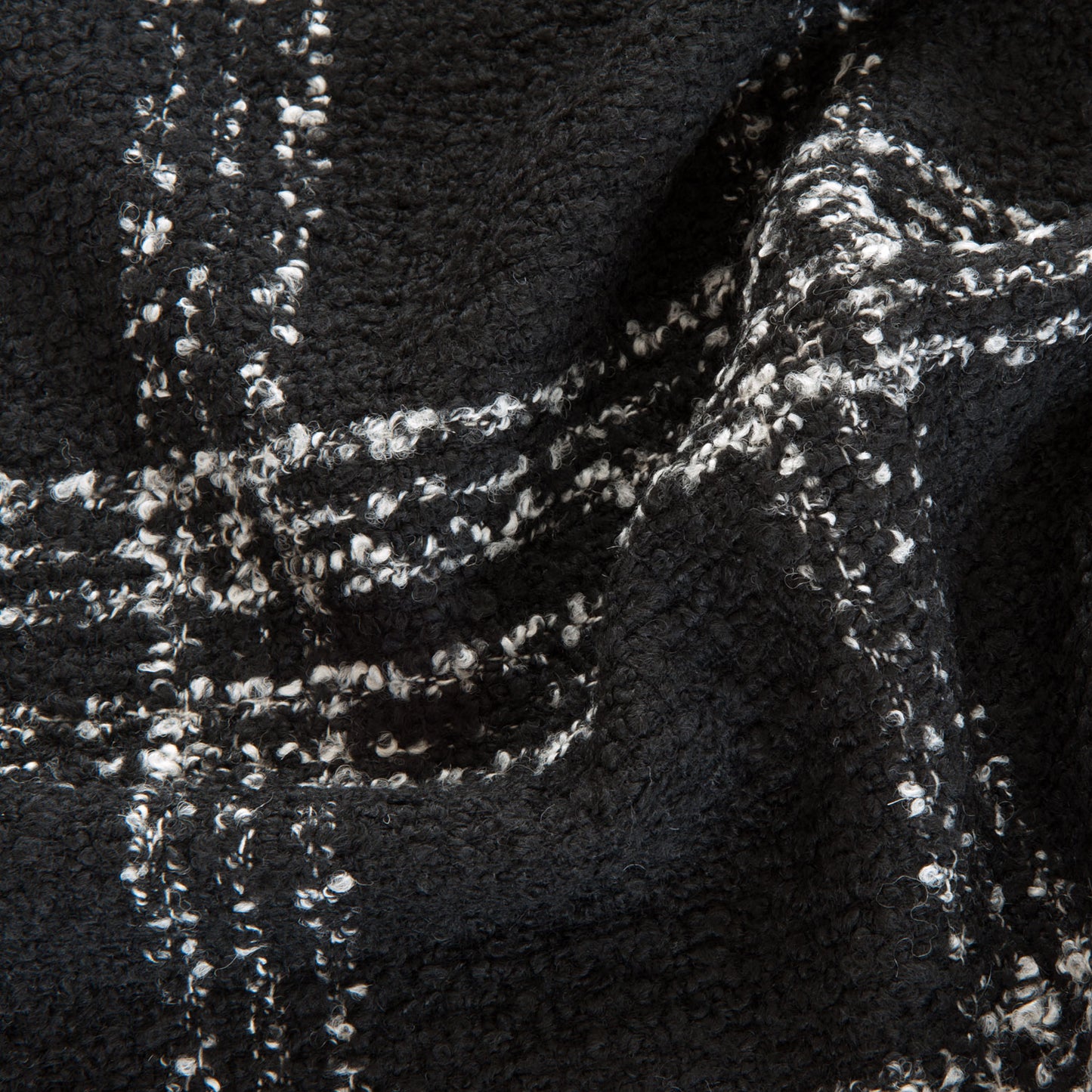 Black and White Check Wool Blend Boucle