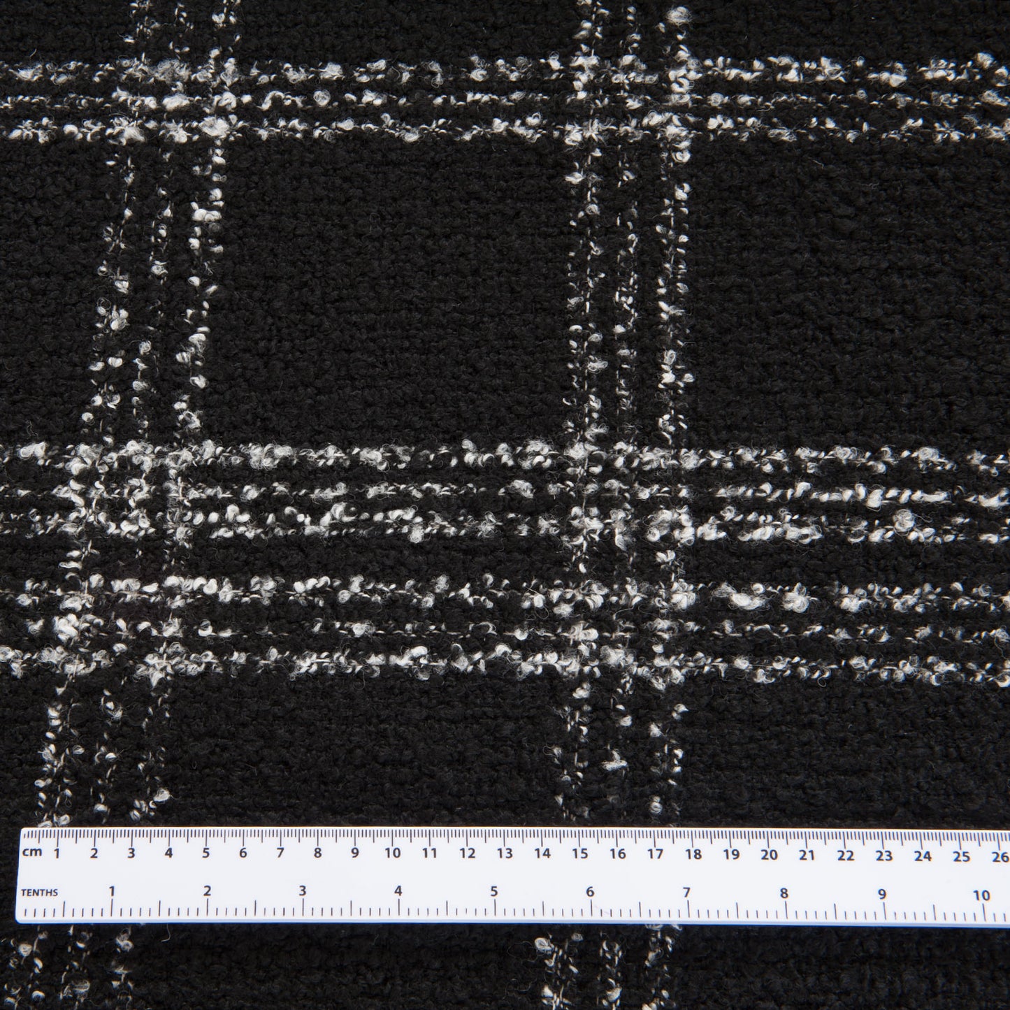 Black and White Check Wool Blend Boucle