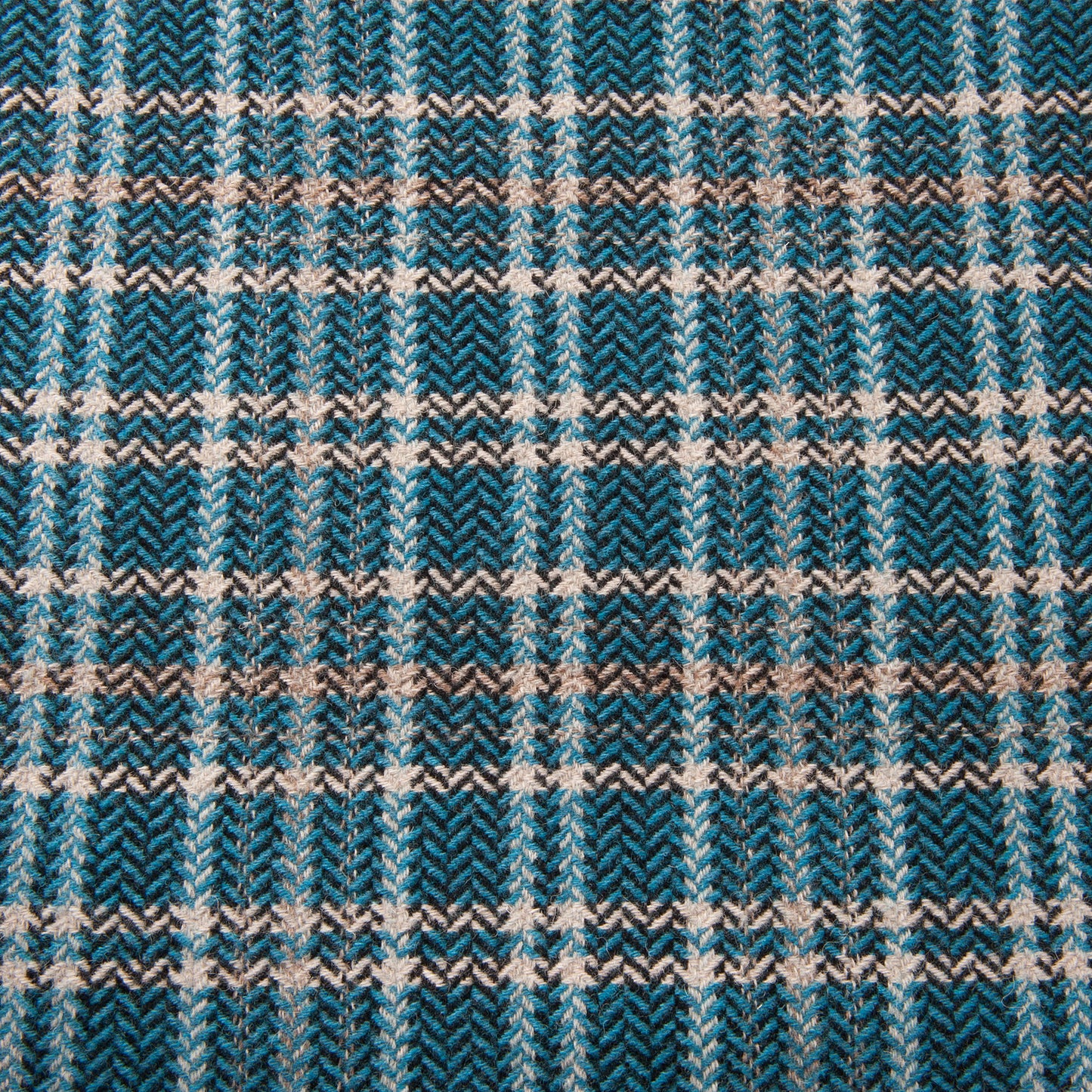 Blue, Cream and Black Lambs Wool Coating Fabric