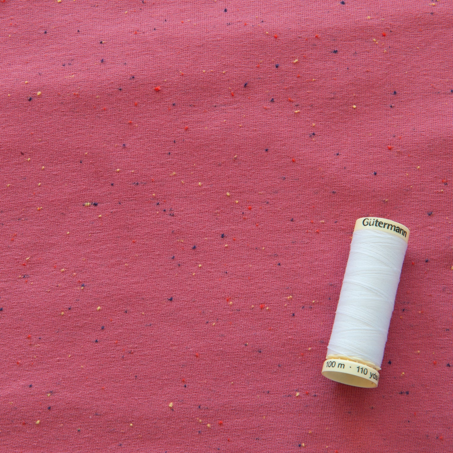 Cosy Colours Flecked Sweatshirt Fabric in Dark Rose