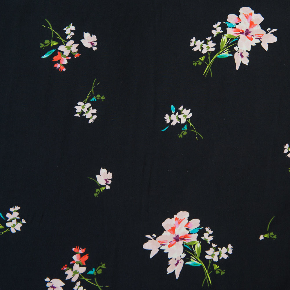 Floral Posy Viscose - Black - 60cm