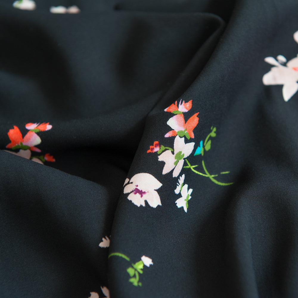 Floral Posy Viscose - Black - 60cm