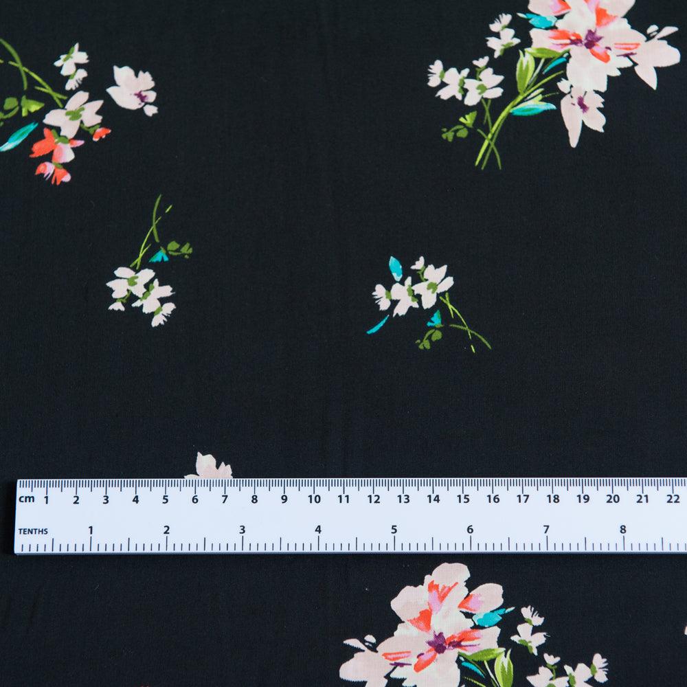Floral Posy Viscose - Black - 60cm