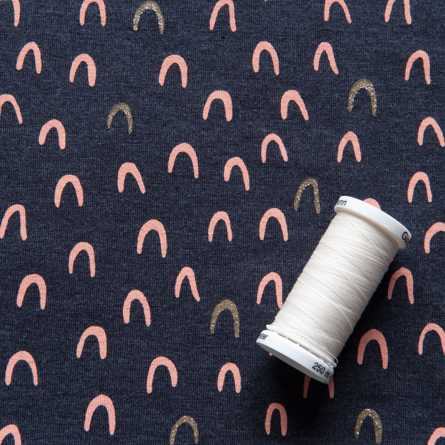 Indigo Cotton Jersey with Glitter Bows