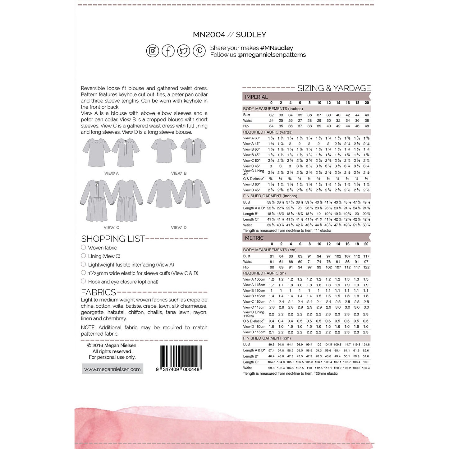 Sudley Dress and Top Sewing Pattern - Megan Nielsen Patterns