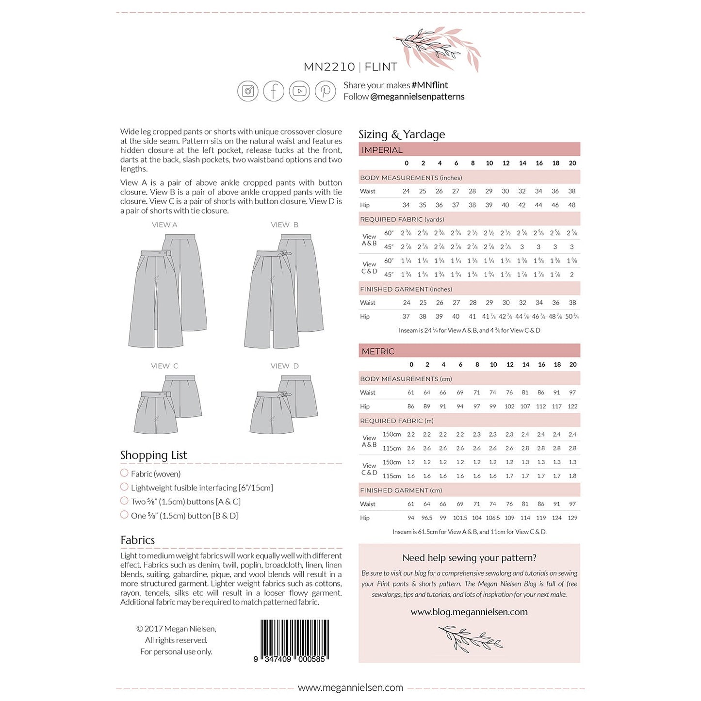 Flint Pants & Shorts Sewing Pattern by Megan Nielsen Patterns