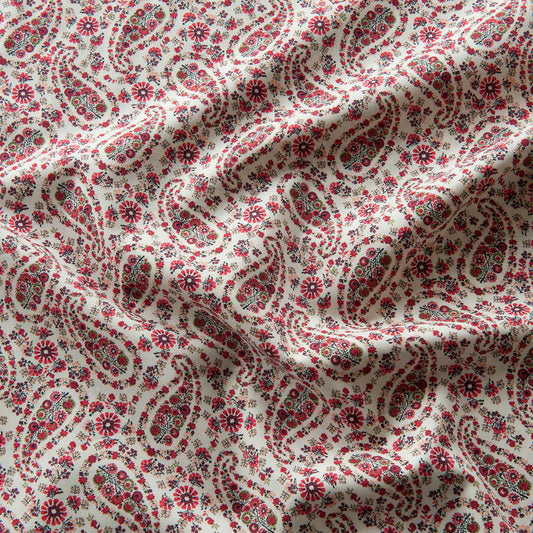 Paisley Pima Cotton Lawn Fabric in Red