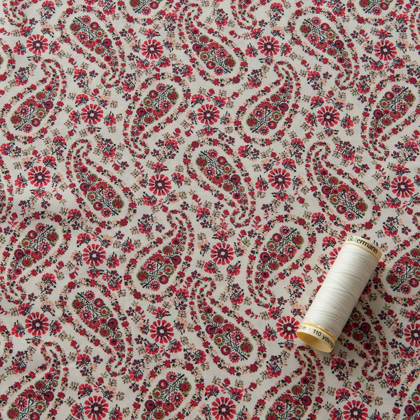 Paisley Pima Cotton Lawn Fabric in Red