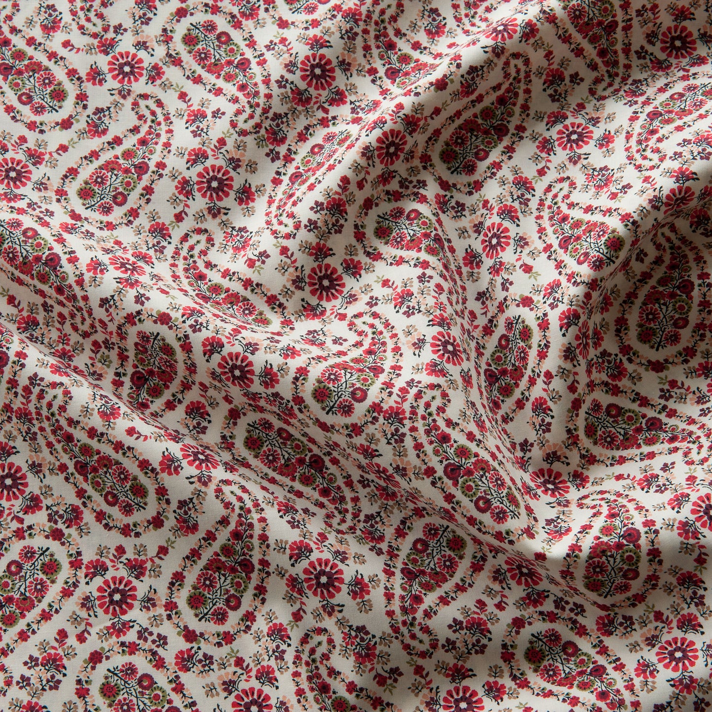 Paisley Pima Cotton Lawn Fabric in Red