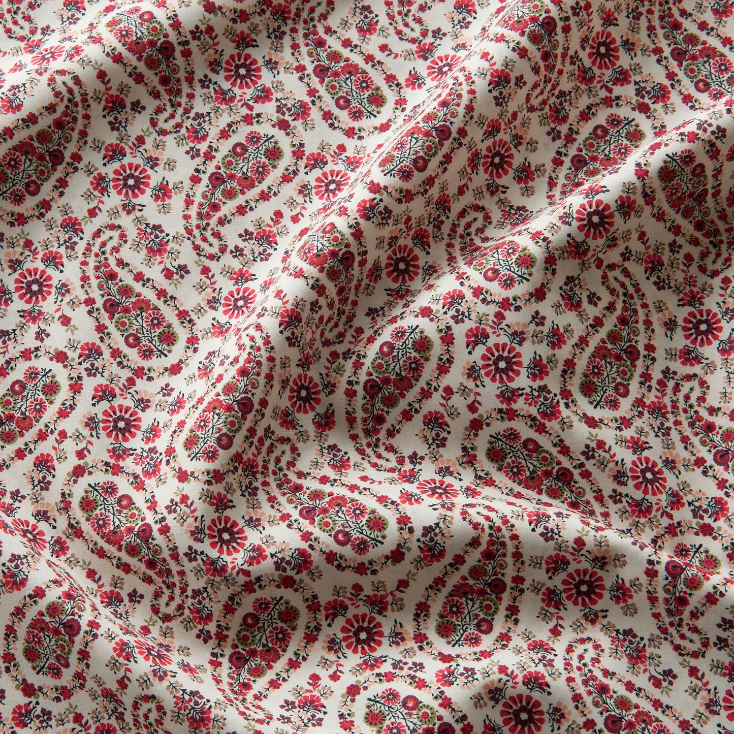 Paisley Pima Cotton Lawn Fabric in Red