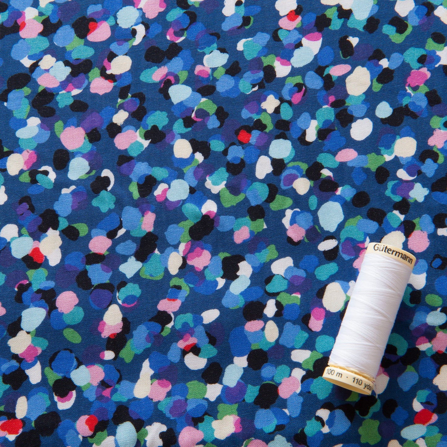 Party Spot Rayon Fabric in Royal - Dashwood Studio / Rachel Parker