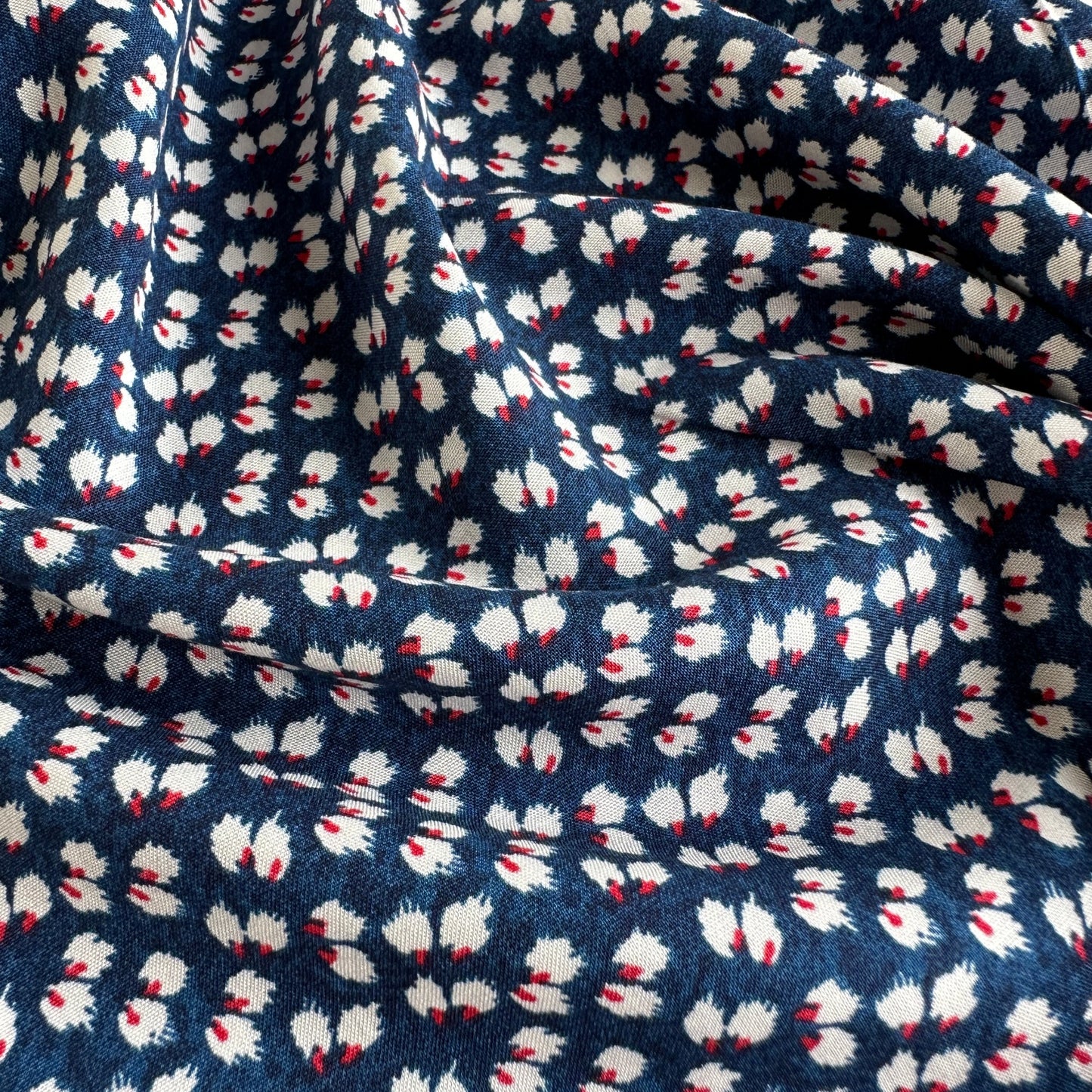 Petal Viscose Fabric in Navy