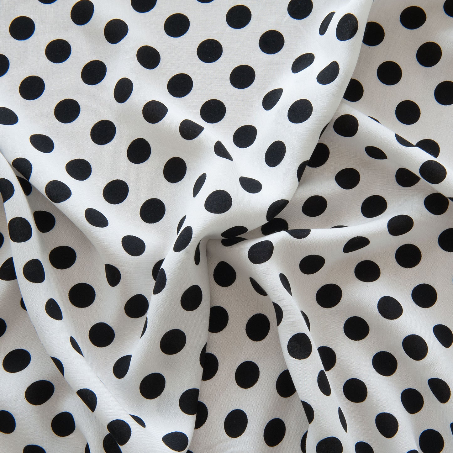 Polka Dot Viscose in Black and Ivory