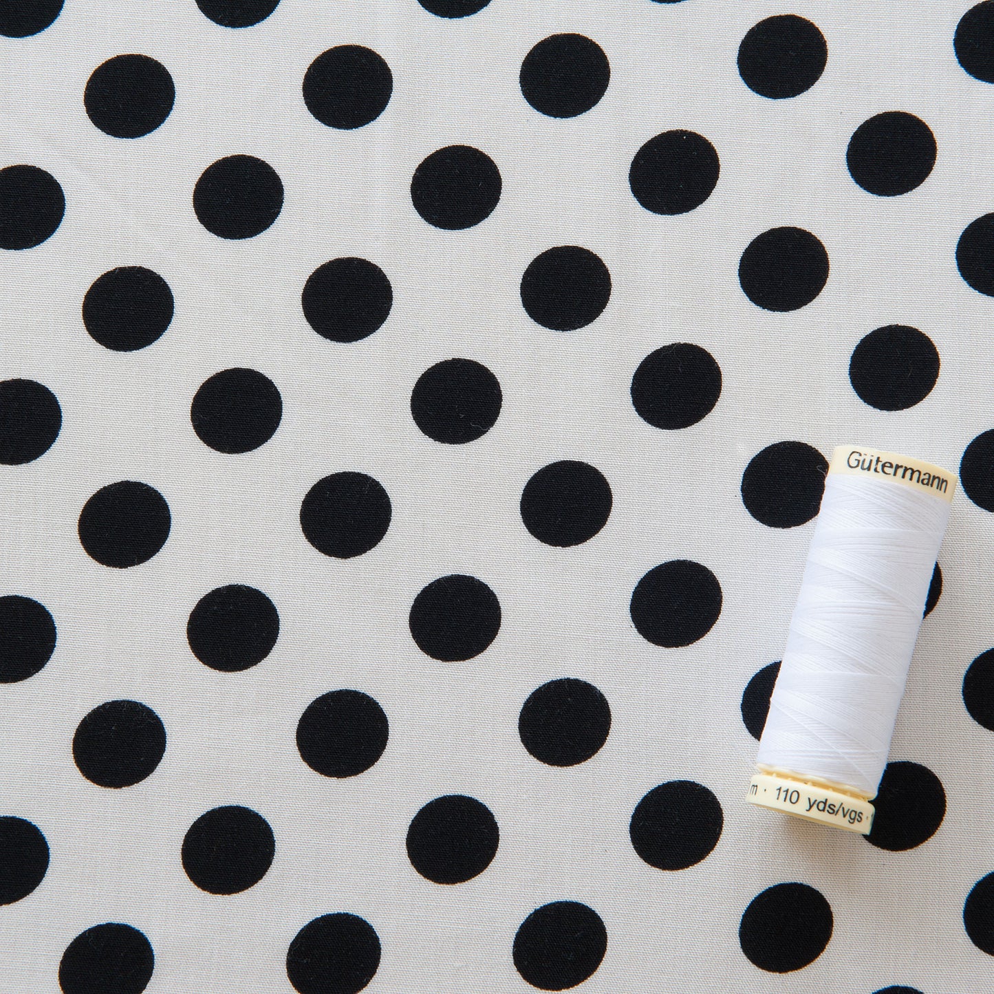 Polka Dot Viscose in Black and Ivory