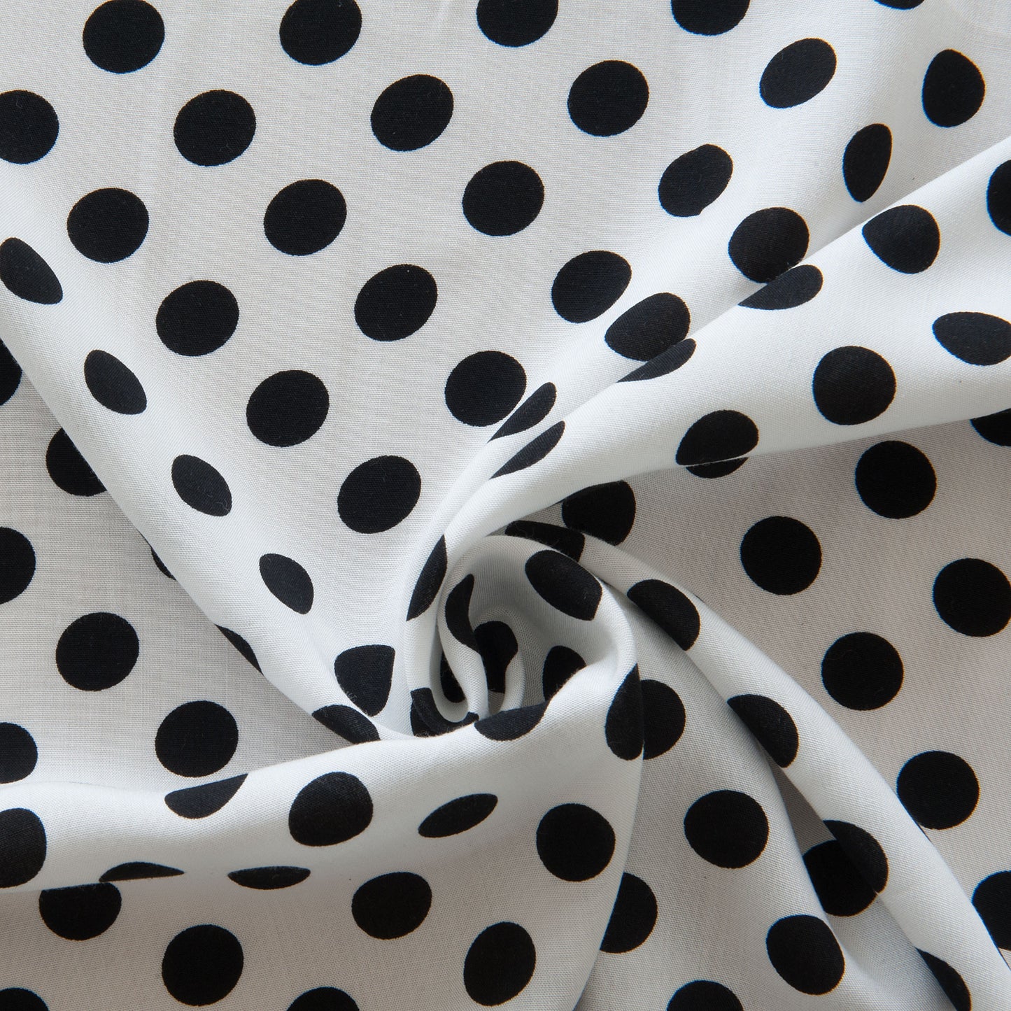 Polka Dot Viscose in Black and Ivory