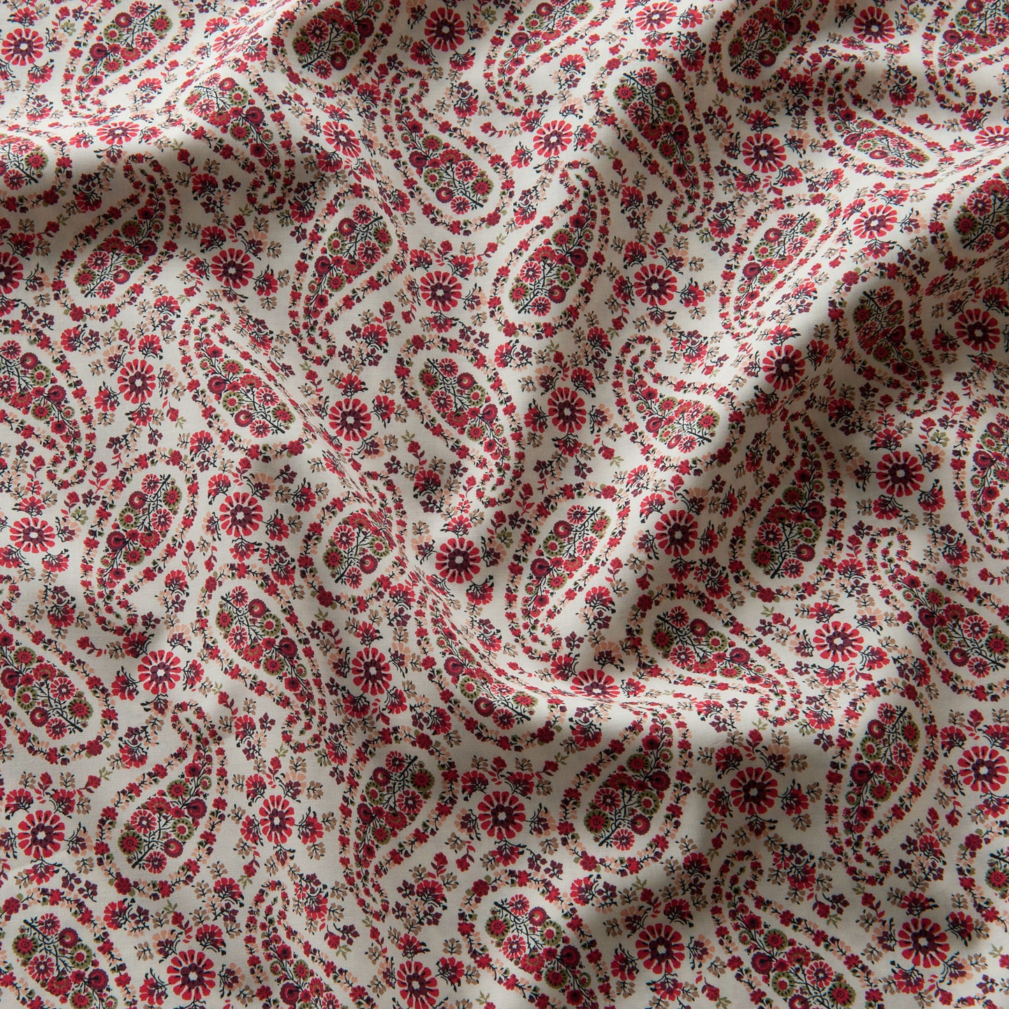 Paisley Pima Cotton Lawn Fabric in Red