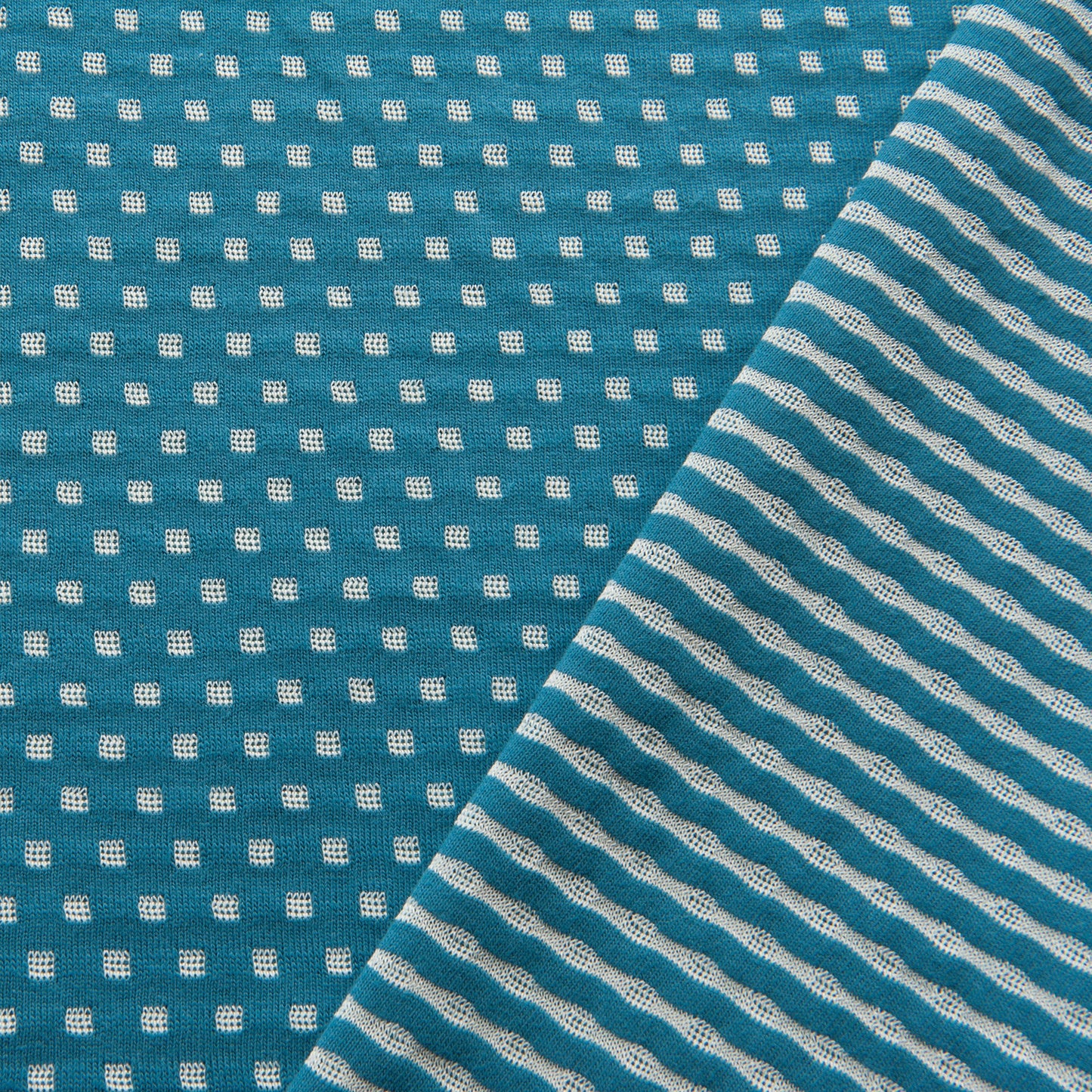 Squares Double Layered Jersey in Petrol - 20cm