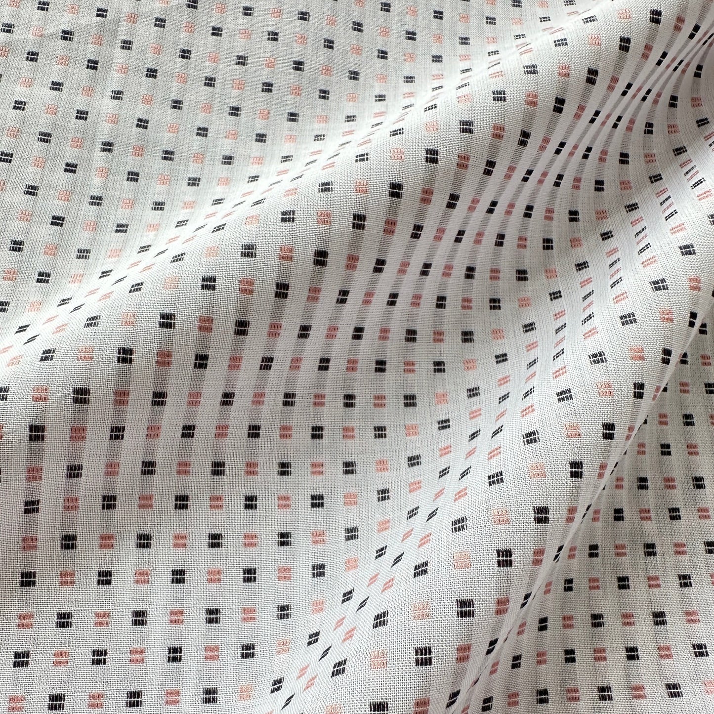 Squares Embroidered Cotton Fabric