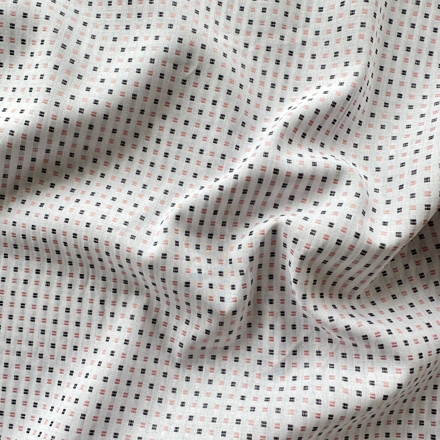 Squares Embroidered Cotton Fabric