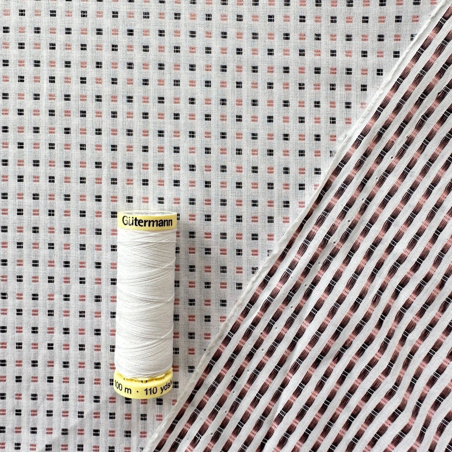 Squares Embroidered Cotton Fabric