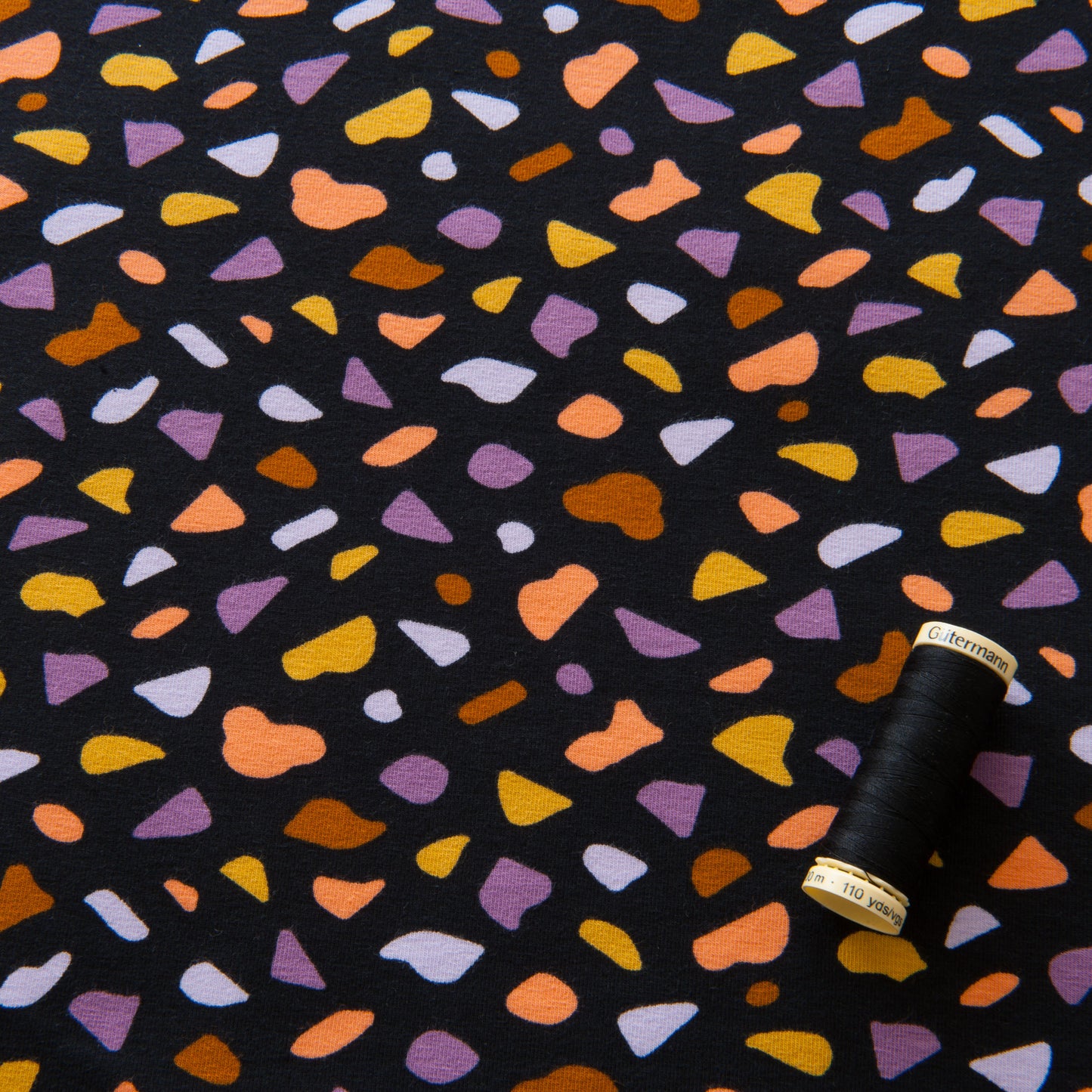 Terrazzo Organic Cotton Jersey Fabric in Black